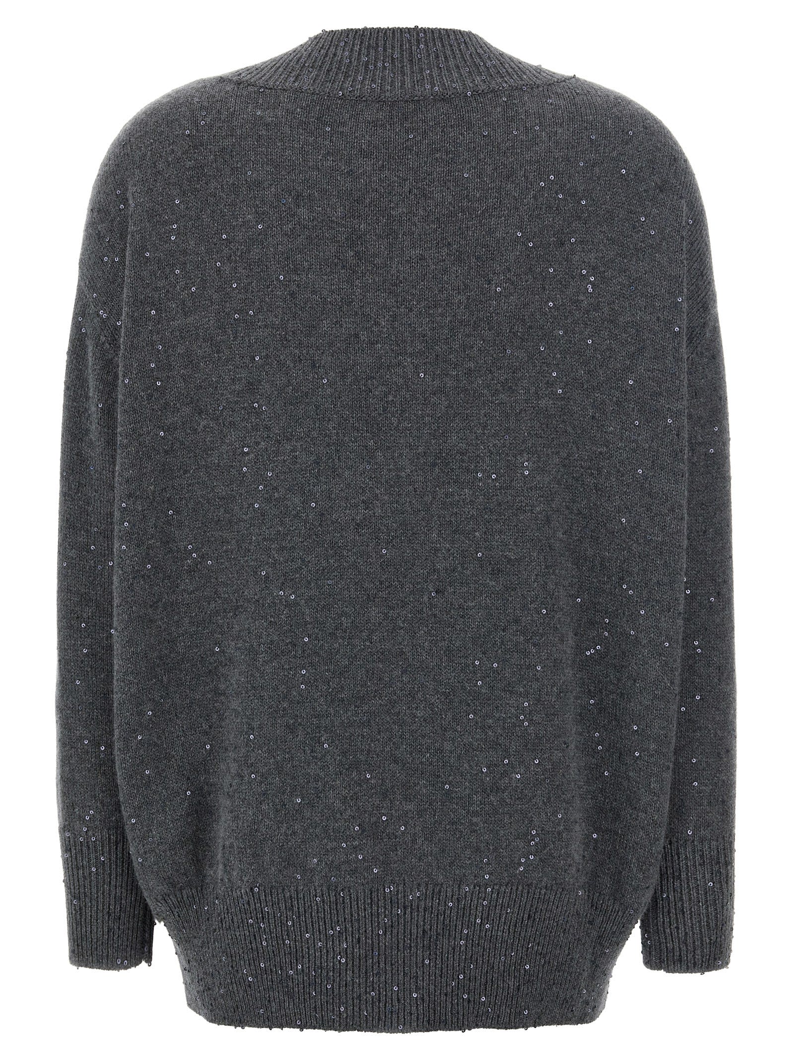 Shop Brunello Cucinelli Sequin Sweater In Gray