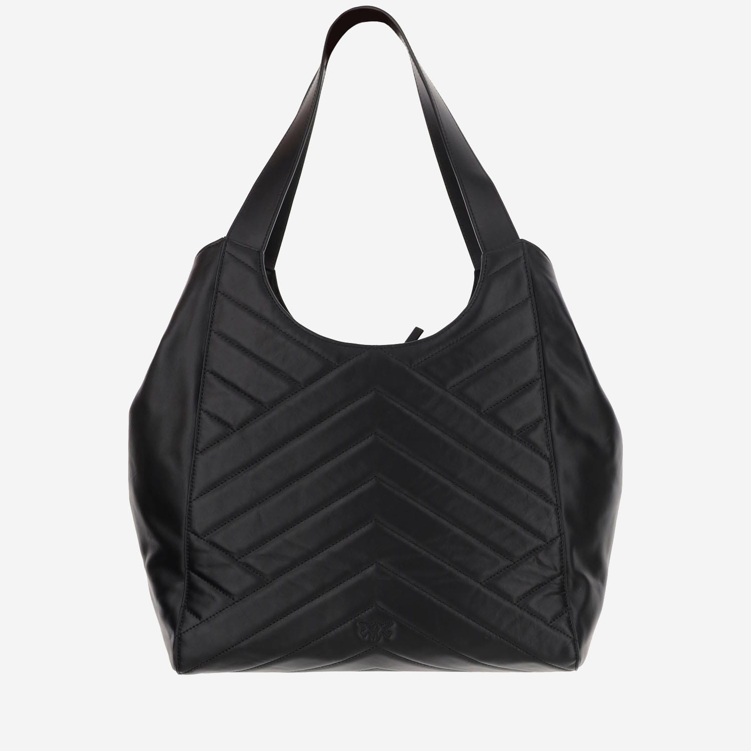 Shop Pinko Logo Leather Shoulder Bag In Black