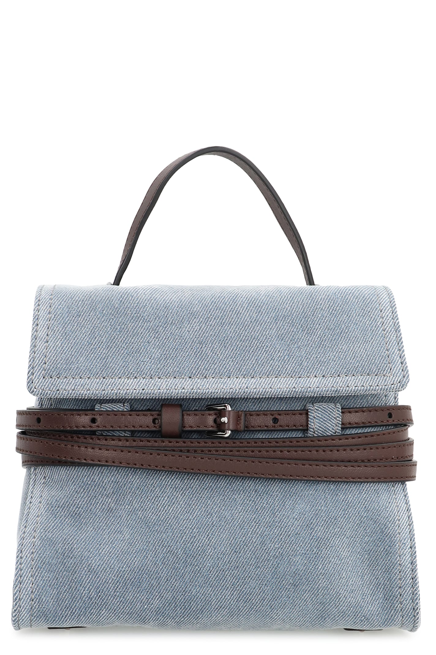 Moschino Tie Me Small Denim Handbag In Blue