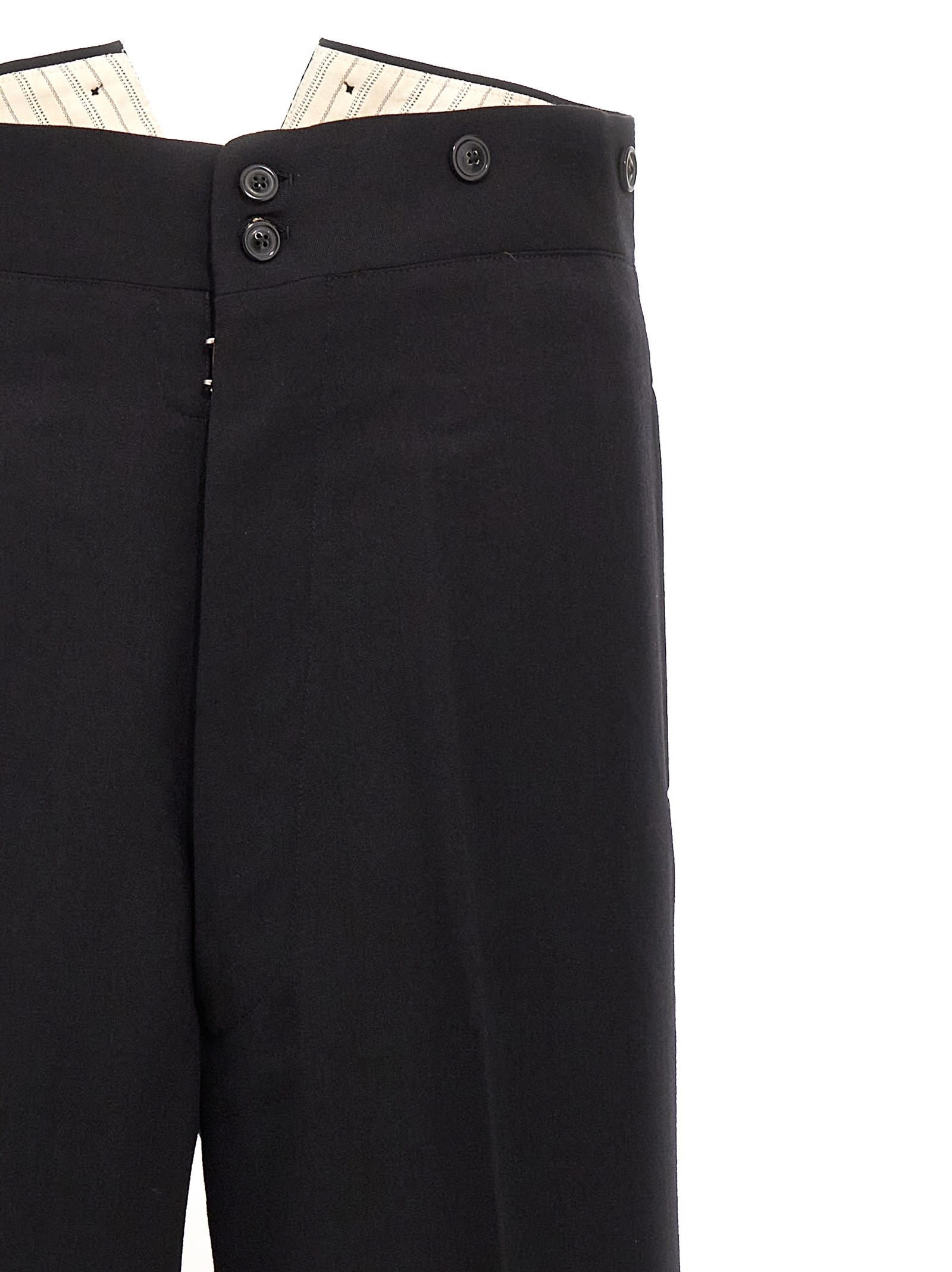 Shop Maison Margiela Strap Wool Pants In Black