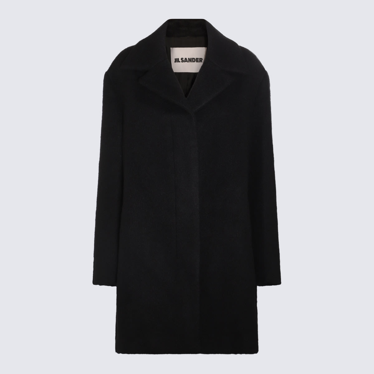 Black Wool And Mohair Blend Coat
