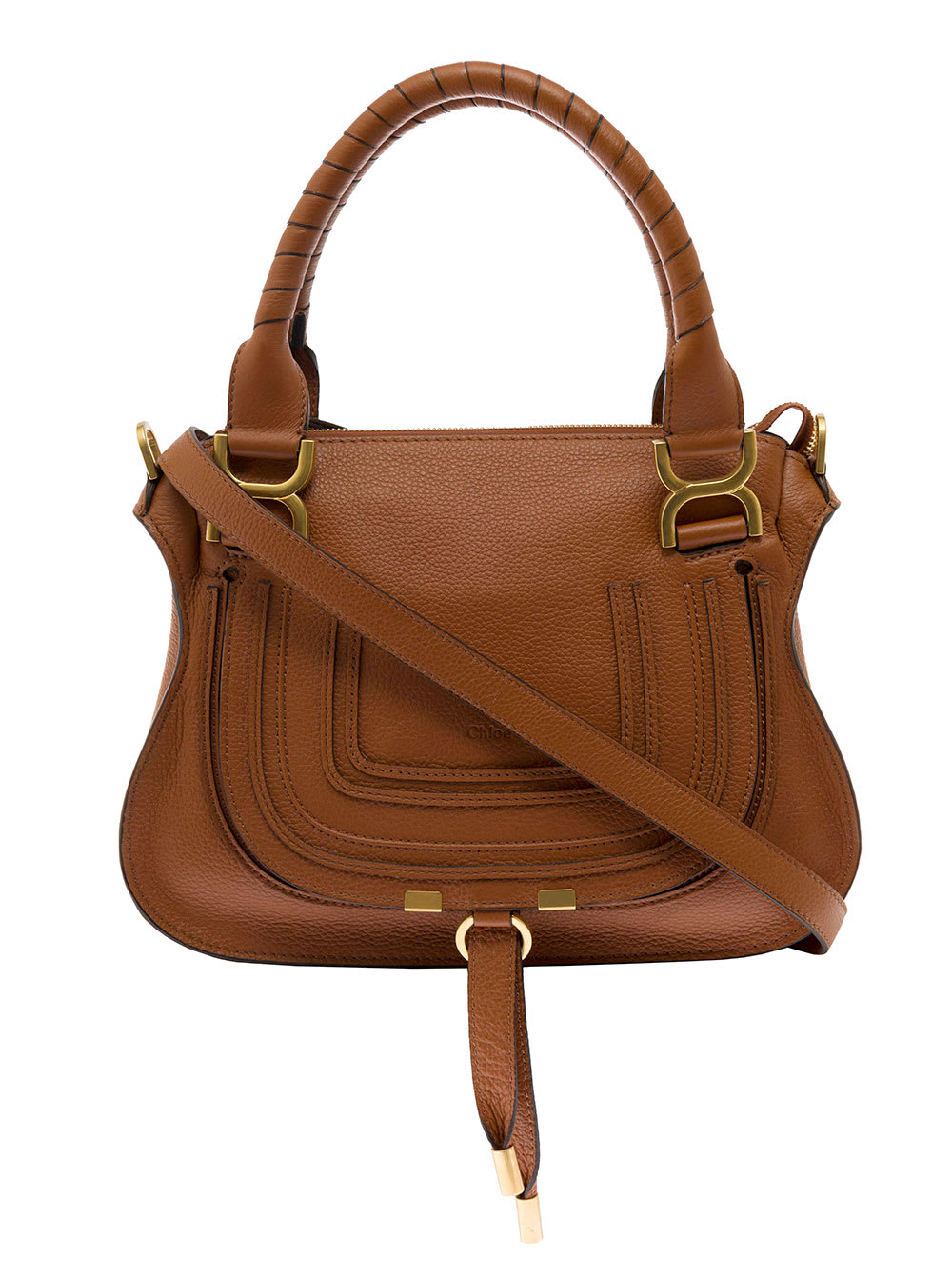 Chloé Woman's Mercie Brown Leather Handbag With Logo