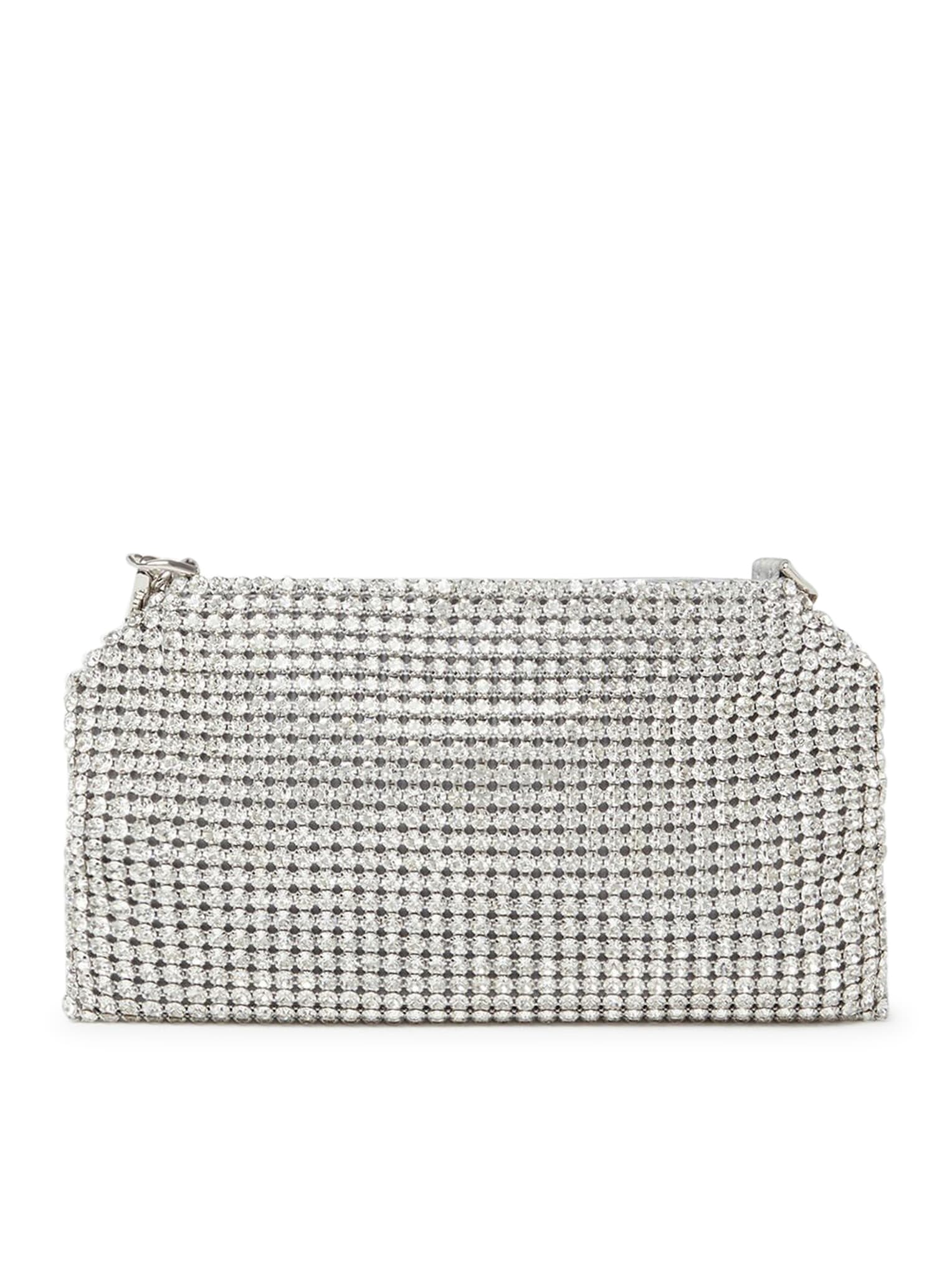 Shop Stella Mccartney Falabella Shoulder Bag With Crystals In Silver