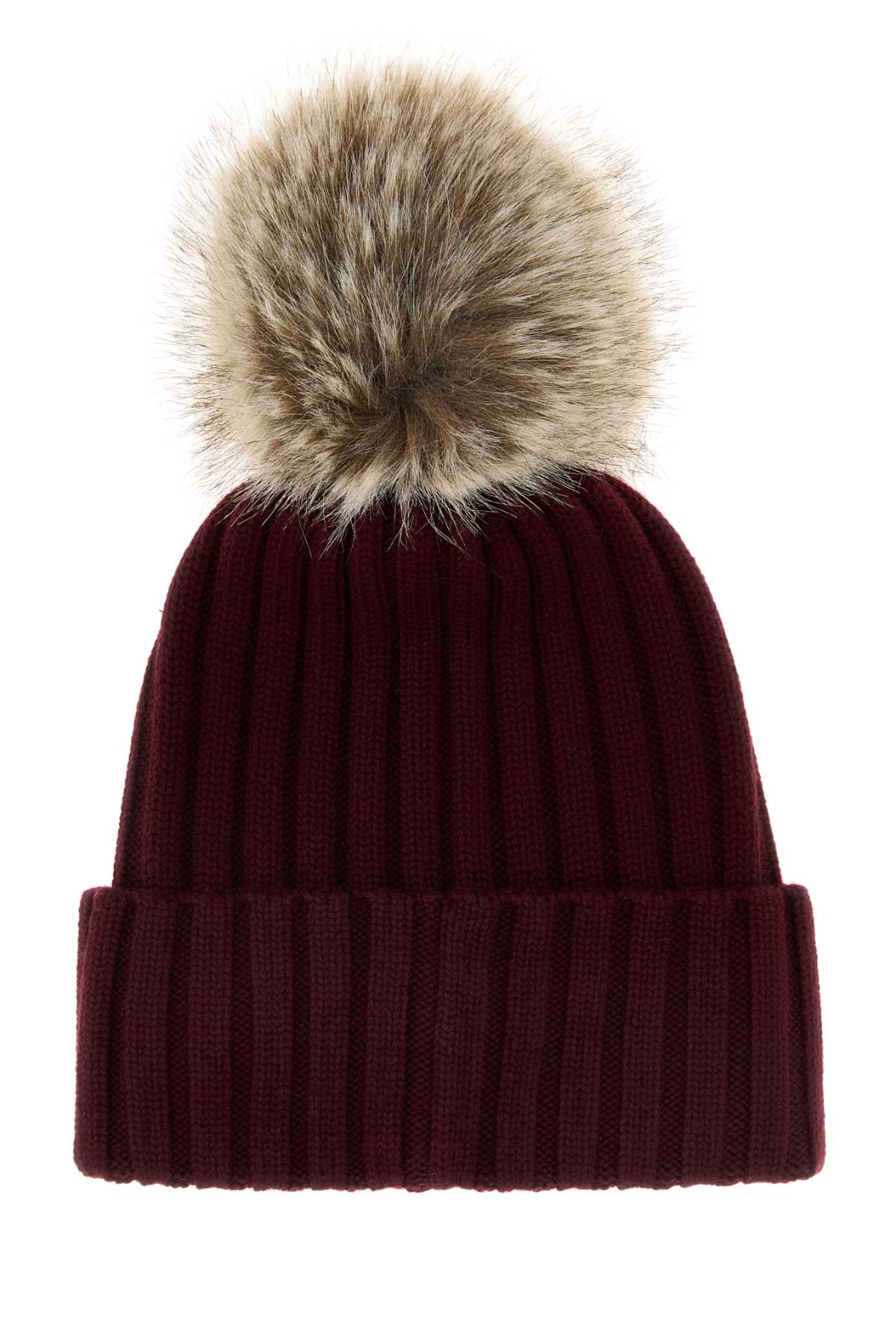 Moncler Burgundy Wool Beanie Hat In Burgundy