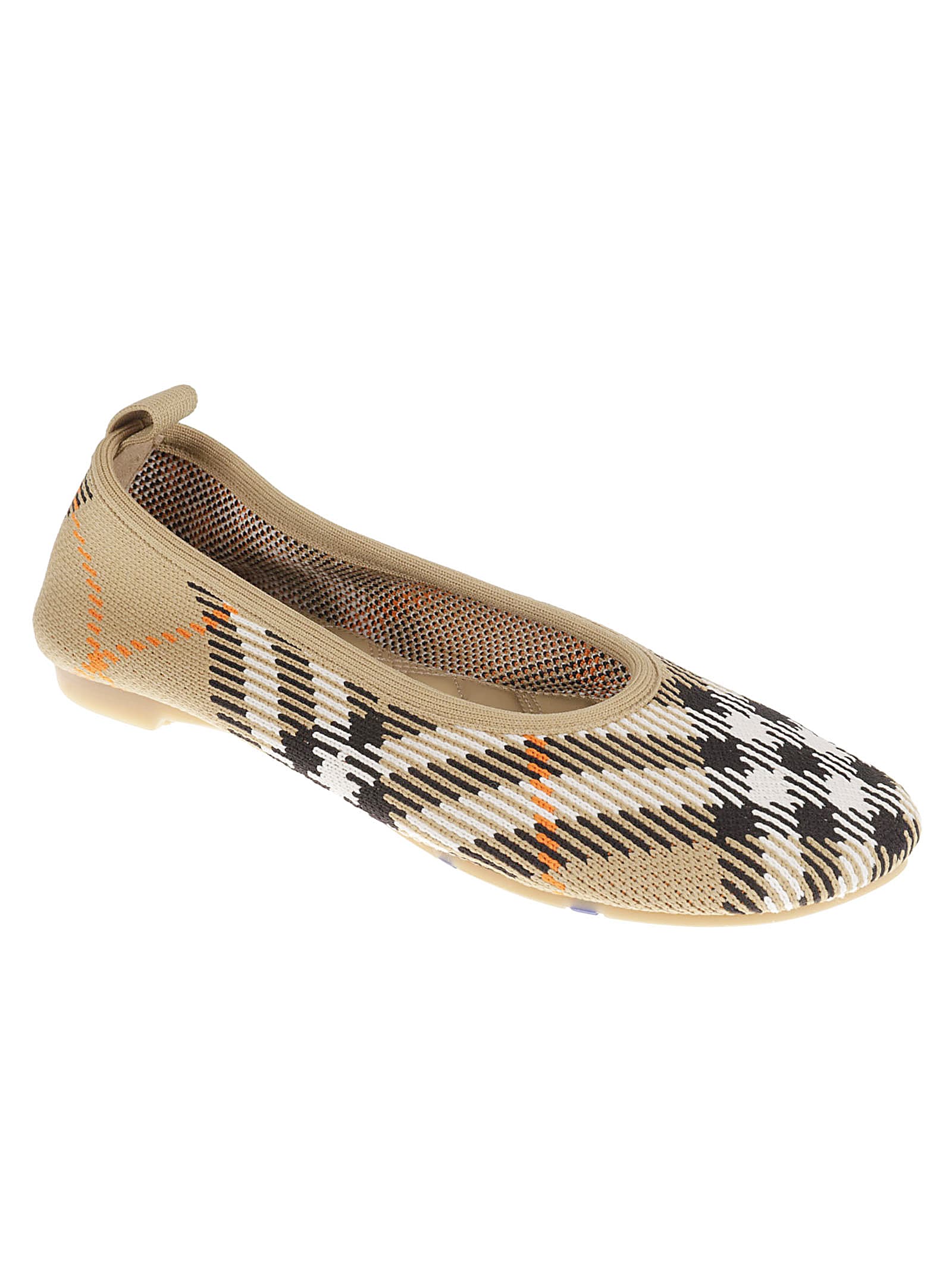 Shop Burberry Check Ballerinas In Sand Ip Check