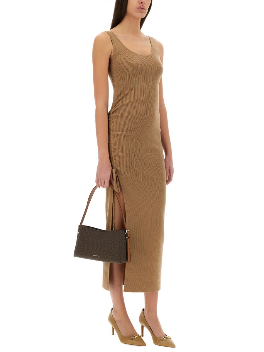 Michael Kors Stretch Wool Blend Camisole Dress In Beige