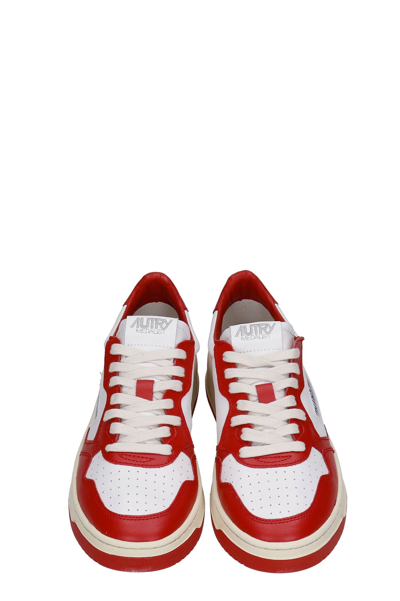 Shop Autry 01 Sneakers In White Leather In White/red