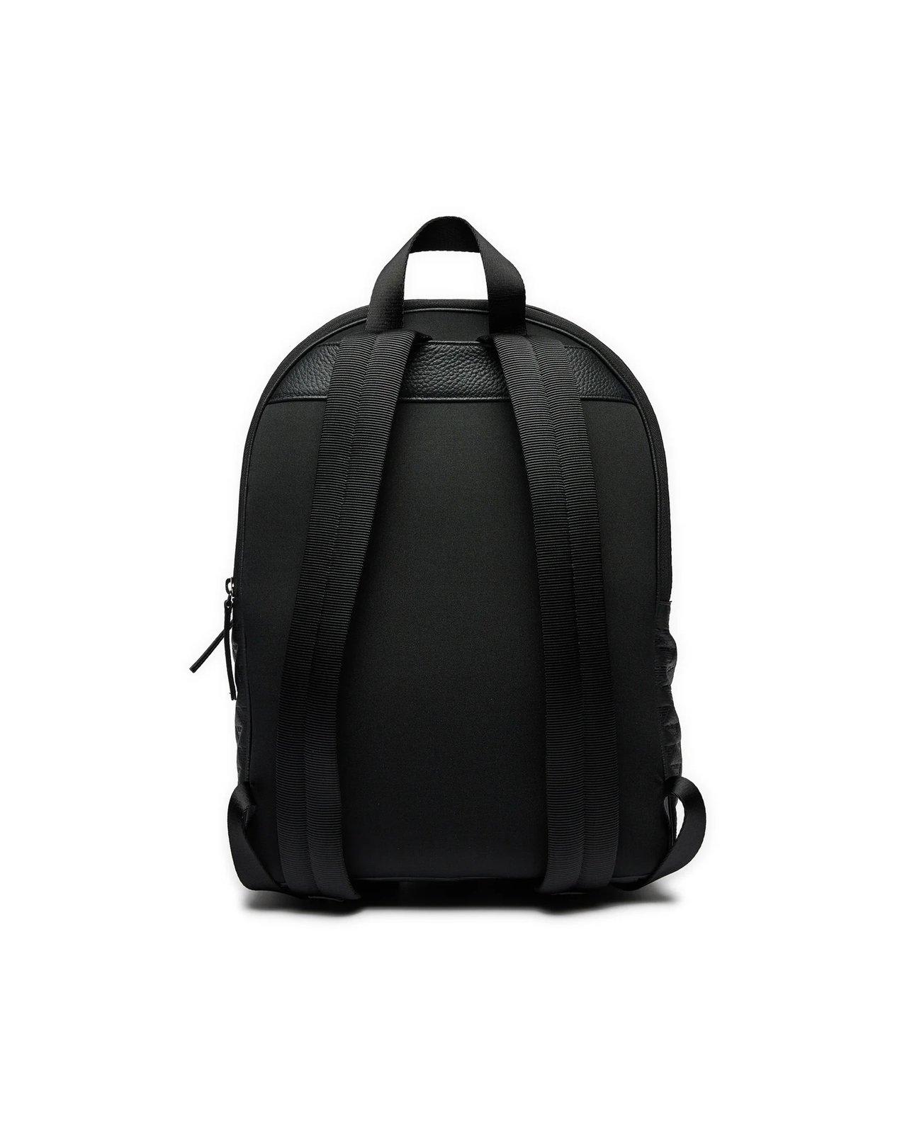 EMPORIO ARMANI ALL-OVER DEBOSSED LOGO ZIPPED BACKPACK 