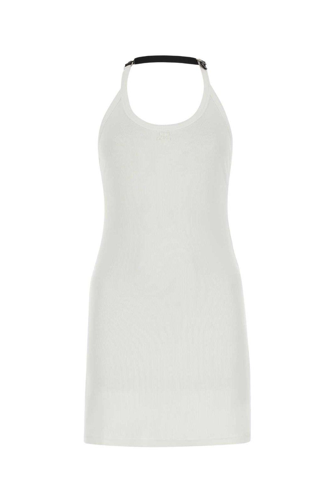 Shop Courrèges Holistic Buckle 90s Ribs Long Dress In Bianco