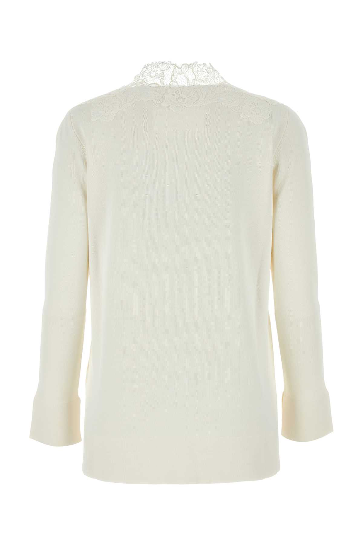 Shop Ermanno Scervino Ivory Viscose Blend Sweater In Blancdeblancoffwhite