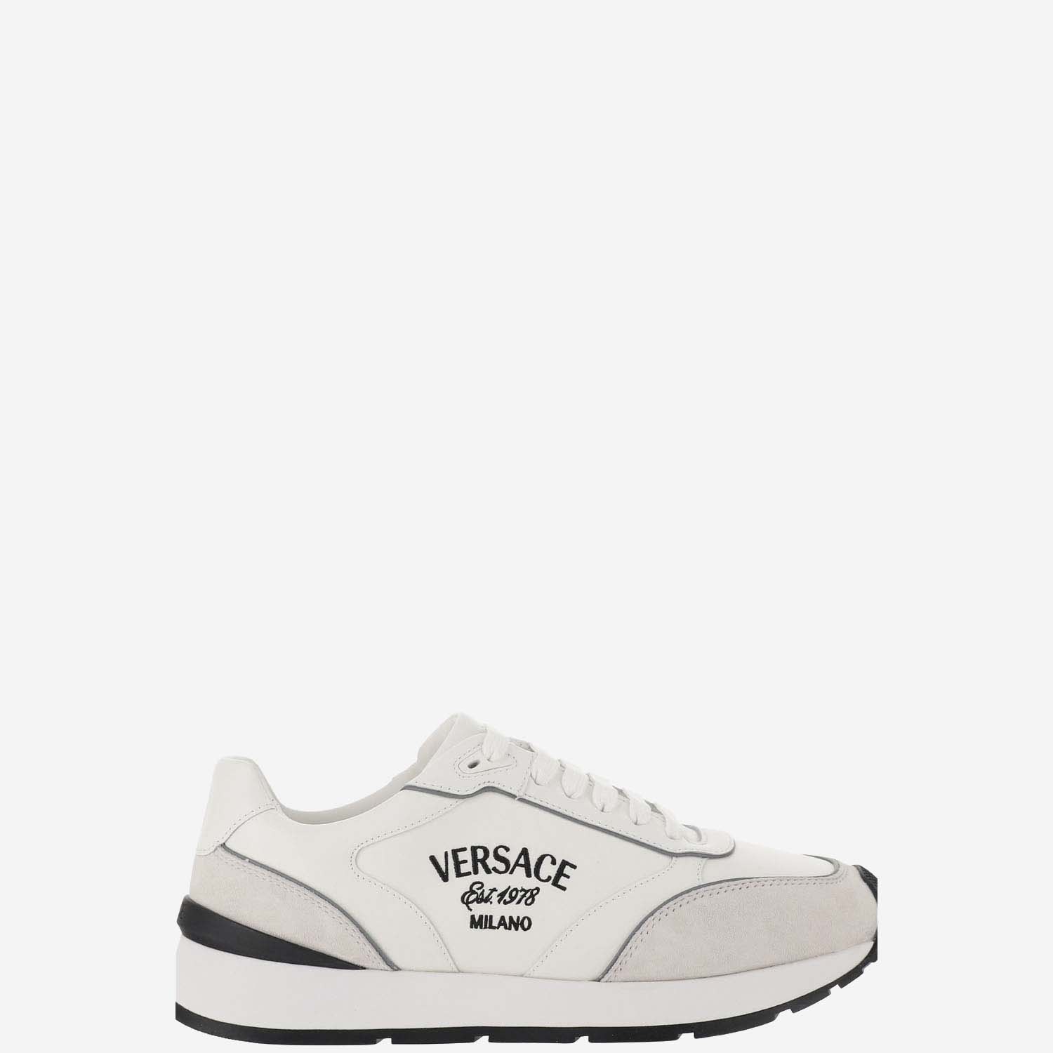 Shop Versace Milano Runner Sneakers In White