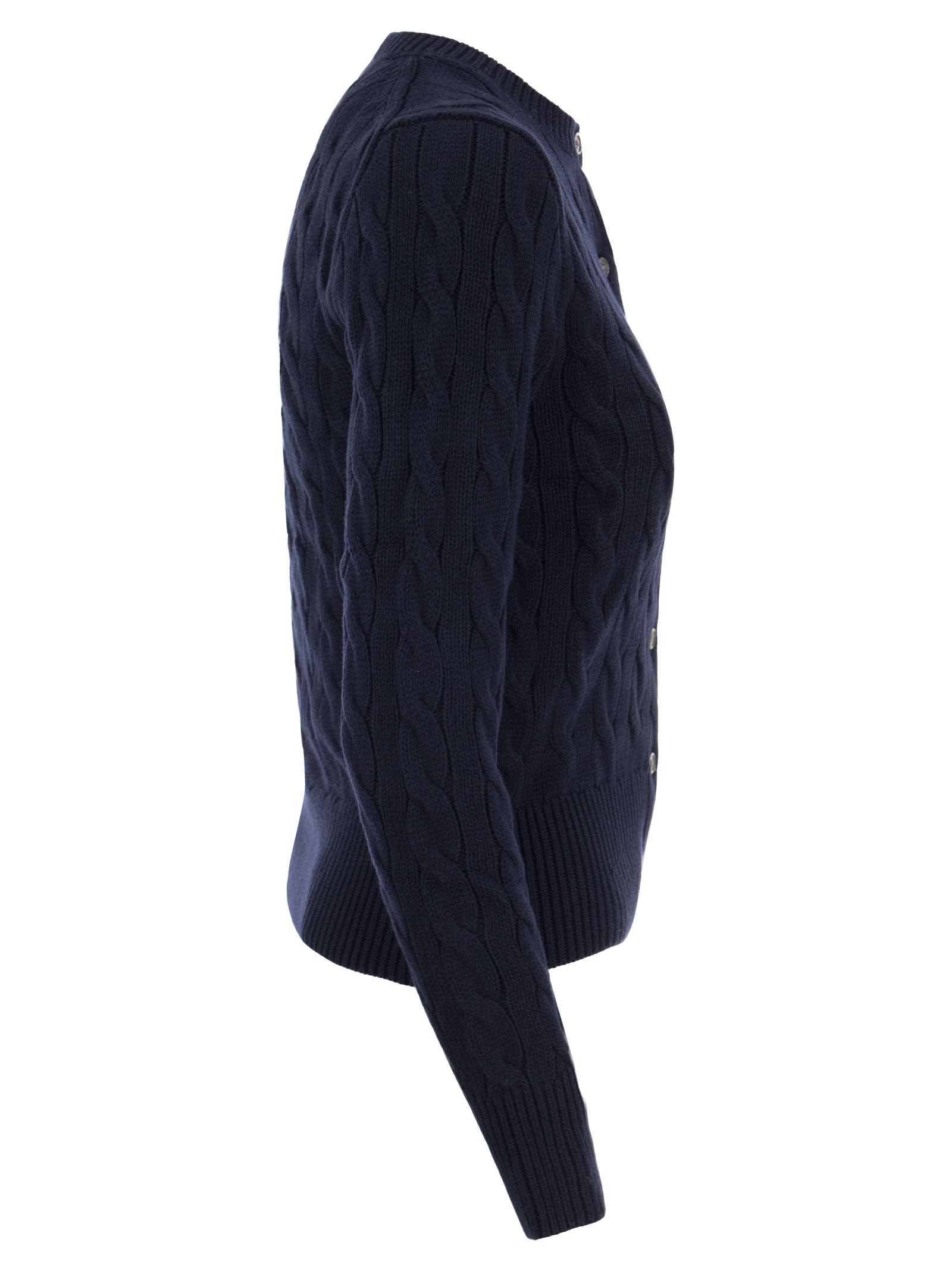 Shop Polo Ralph Lauren Navy Cotton Cardigan In Blue
