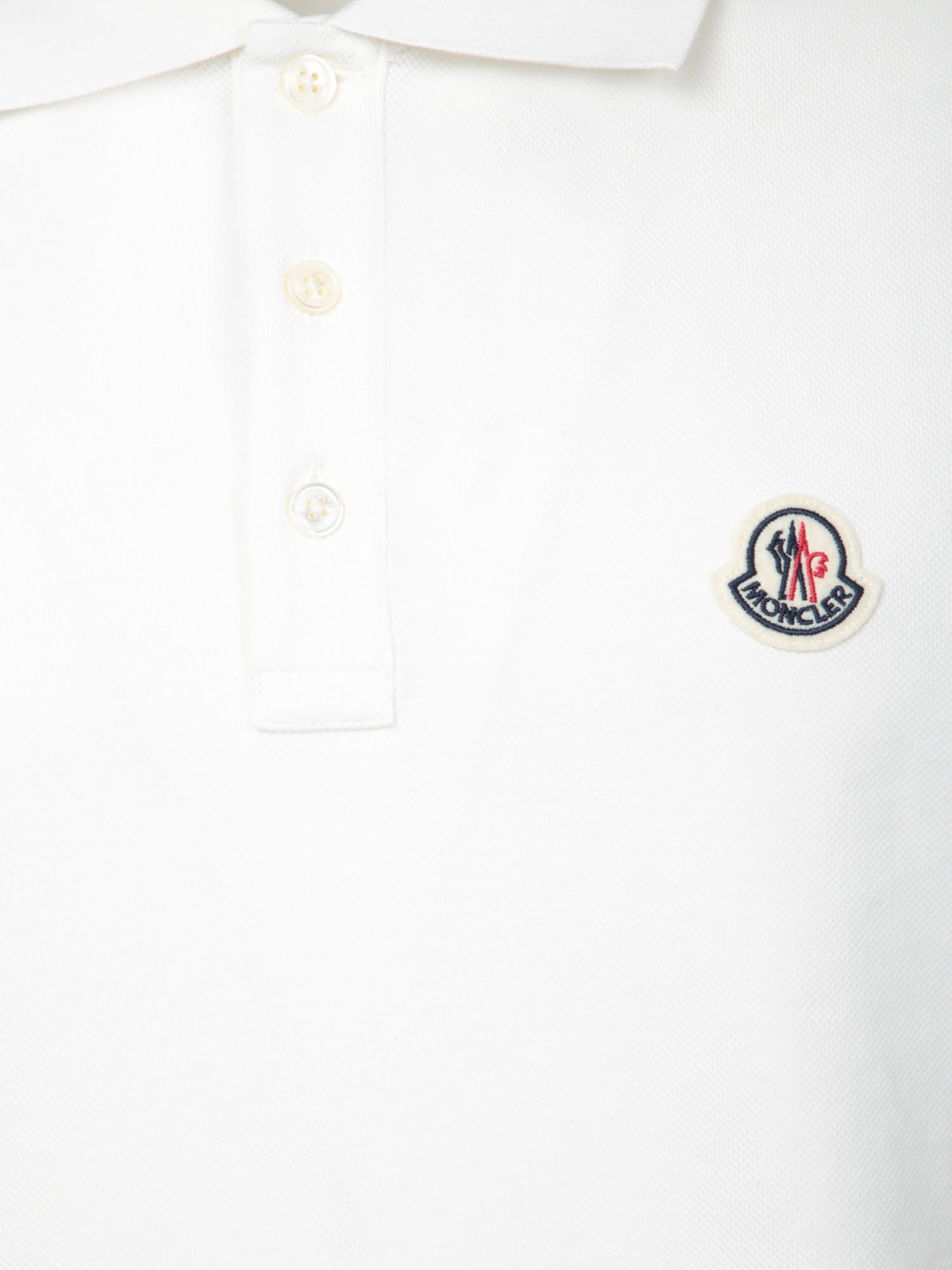 Shop Moncler Logo Patch Short-sleeved Polo Shirt In White