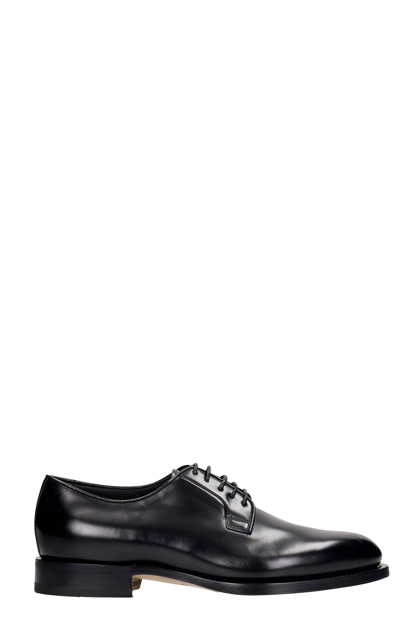 Santoni Lace Up Shoes In Black Leather