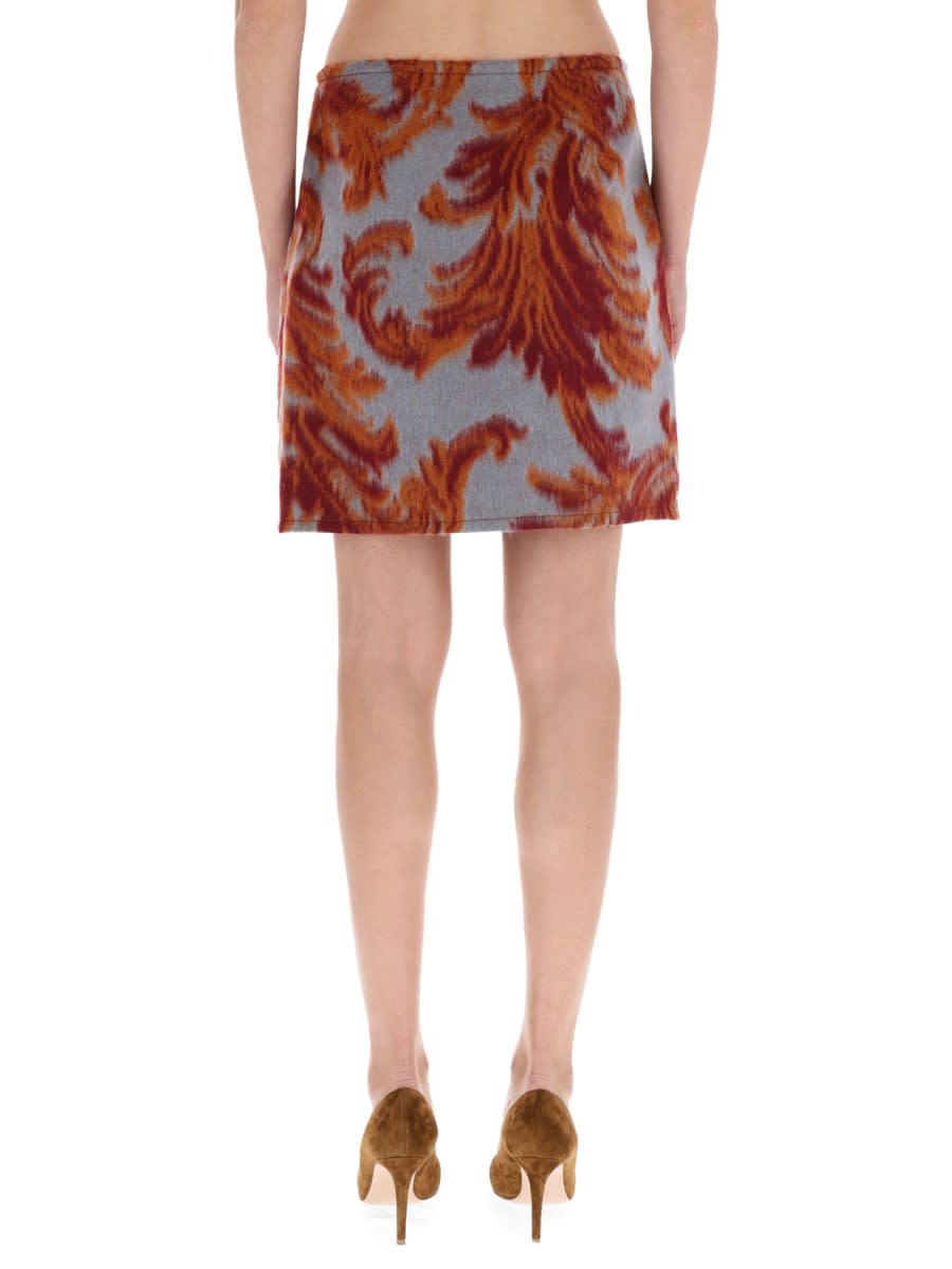 Etro Floral Wrap Mini Skirt Decorative Button In Multi