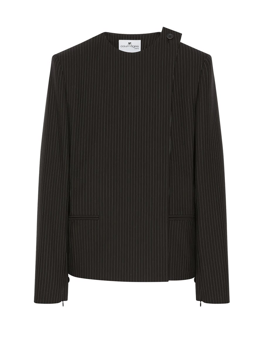 Courrèges Buckle Pinstripes Jacket In Black