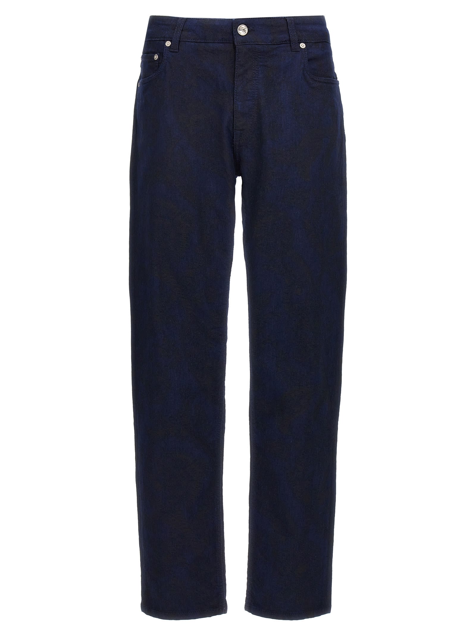 Shop Etro Jacquard Jeans In Blue