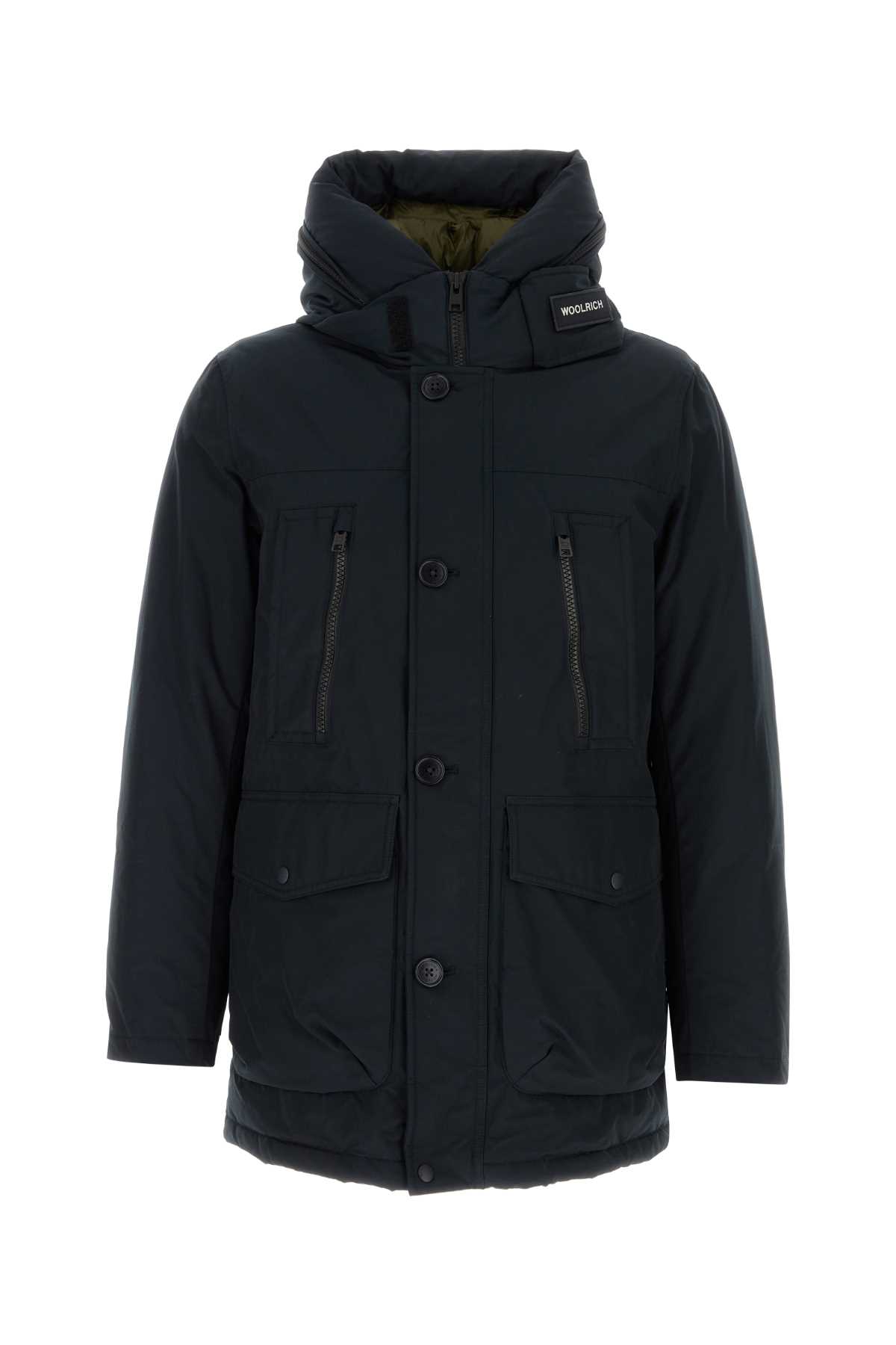Woolrich Midnight Blue Cotton Down Jacket In Blue