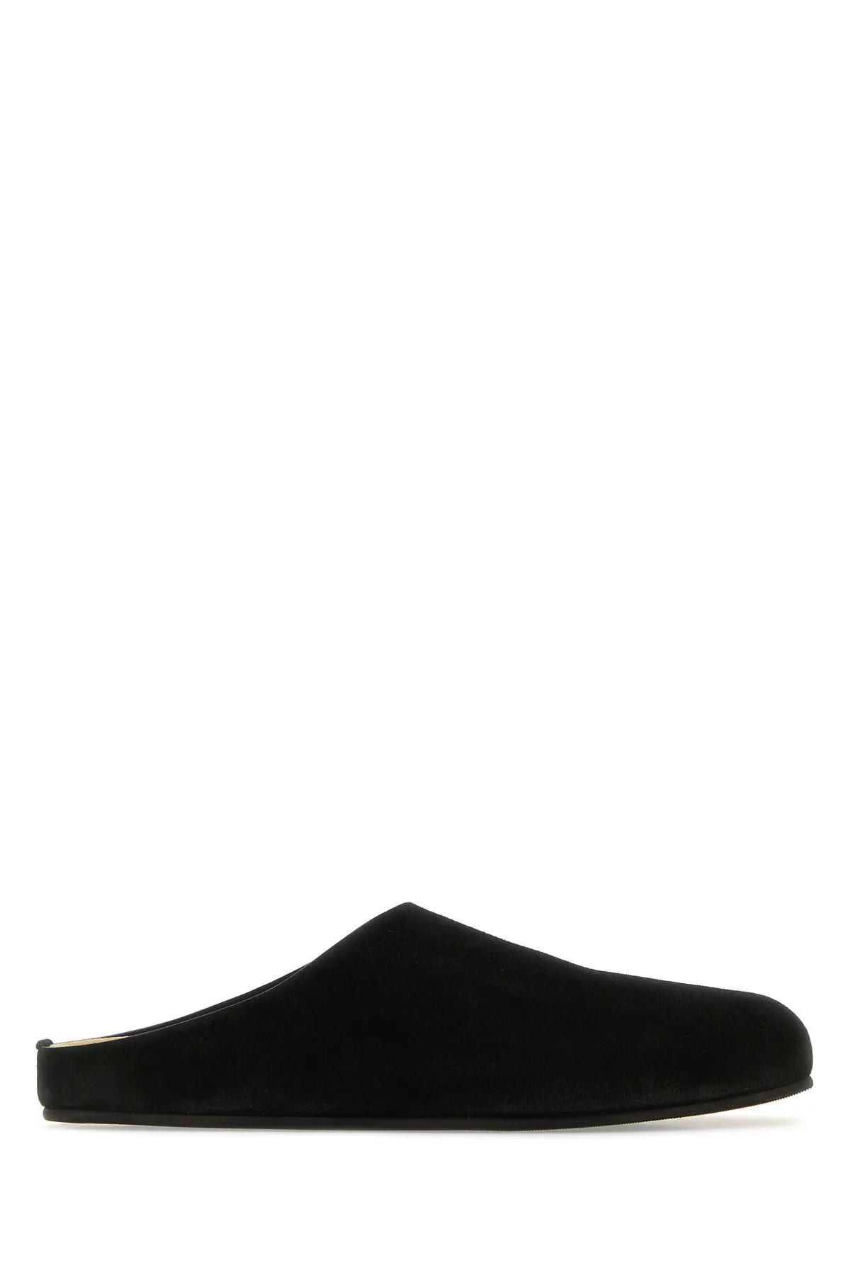 Shop The Row Black Suede Hugo Slippers