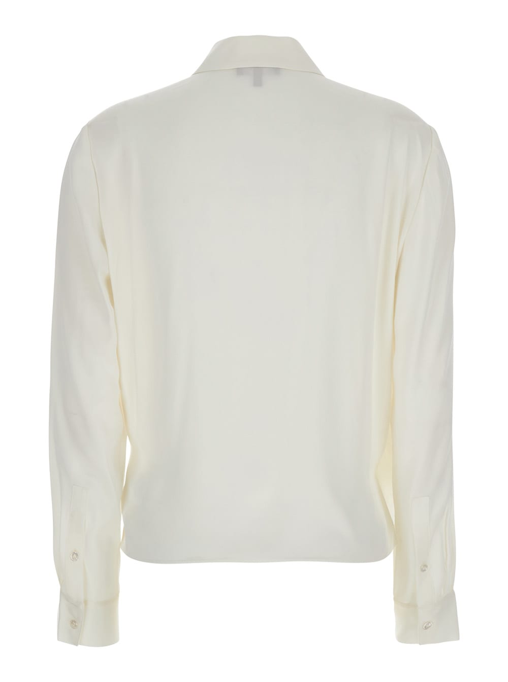 Theory White Blouse With Peak Revers And Crossover Neck In Neutral