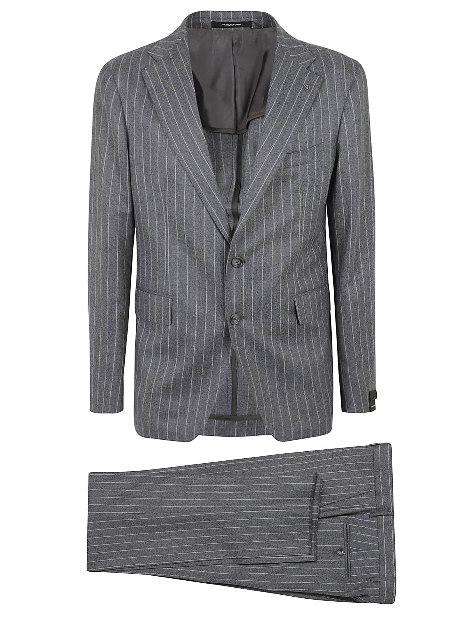 Shop Tagliatore Pinstripe Suit In Grey