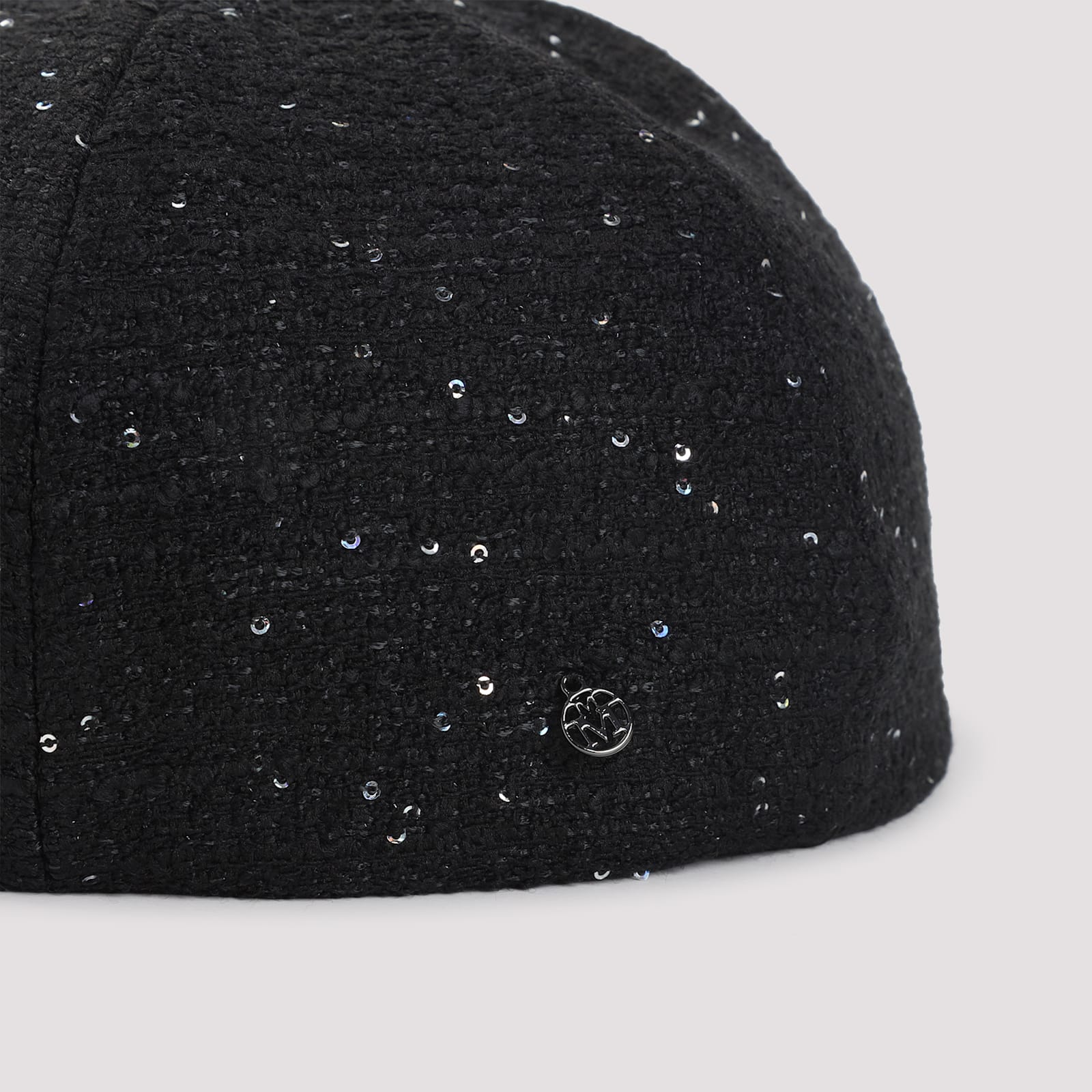 Maison Michel Black Sequin Embellished Hat In Black