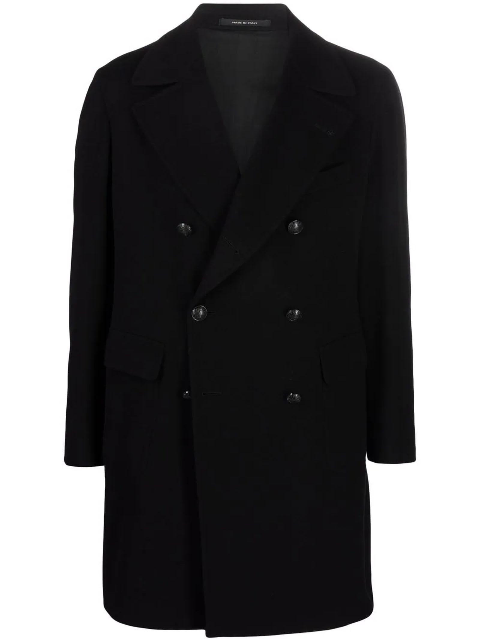 Tagliatore Black Wool-cashmere Blend Coat