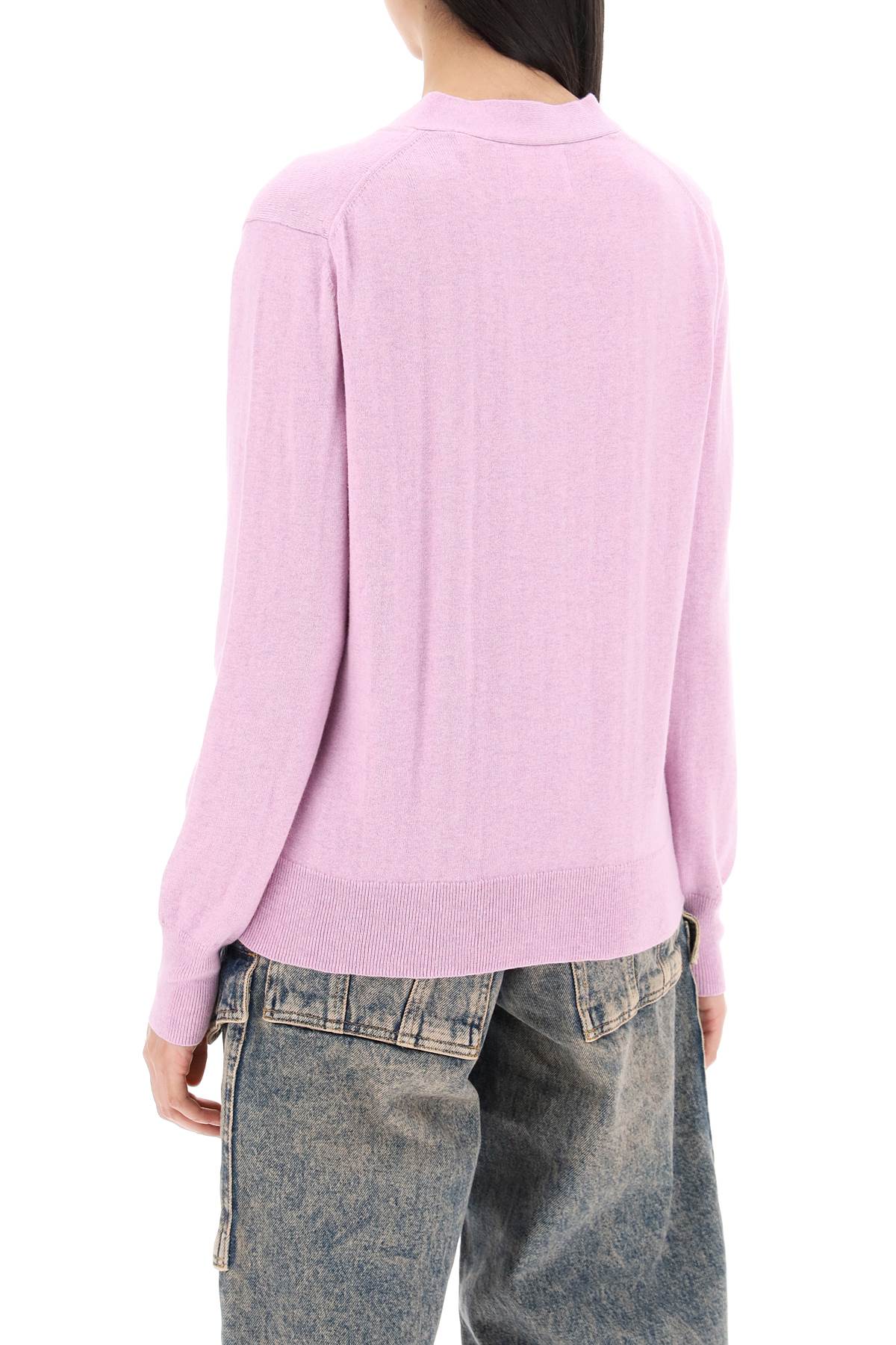 Shop Marant Etoile Karin Cardigan With Logo Intarsia In Lilac