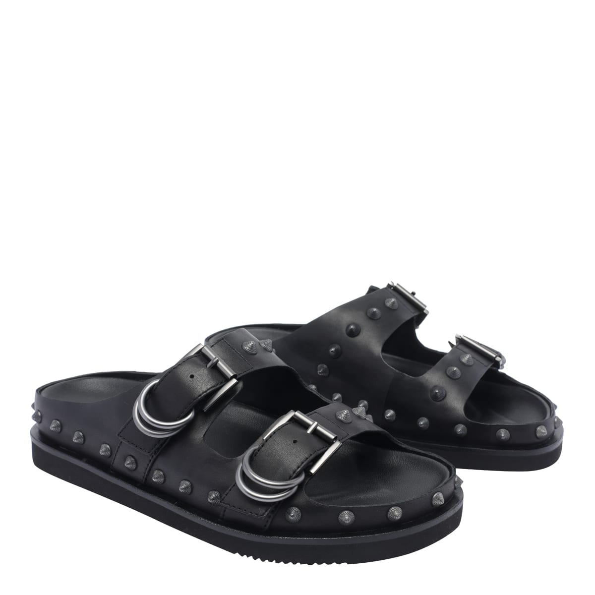 Ash Stud-detail Leather Sandals In Black