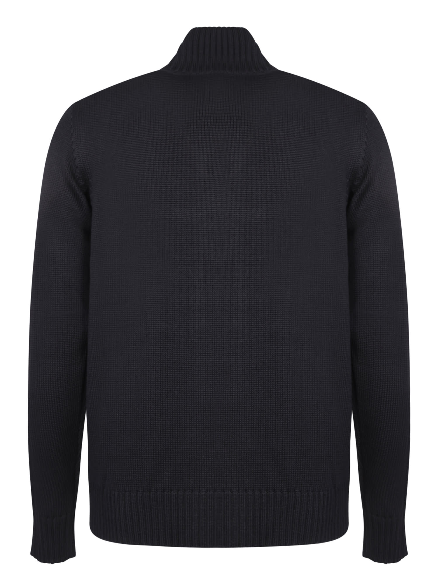 Shop Zanone Chioto Black Wool Cardigan