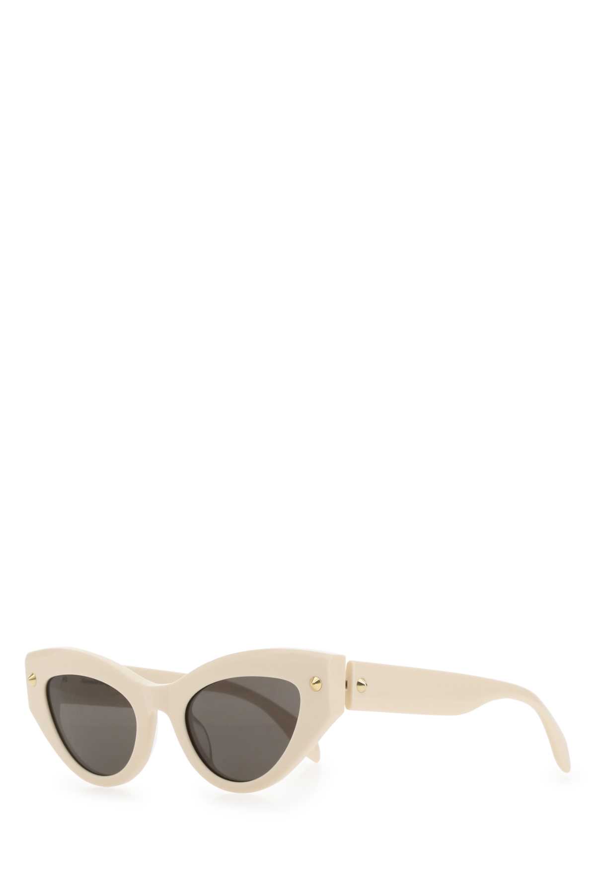 Shop Alexander Mcqueen Ivory Acetate Spike Studs Sunglasses In 9134