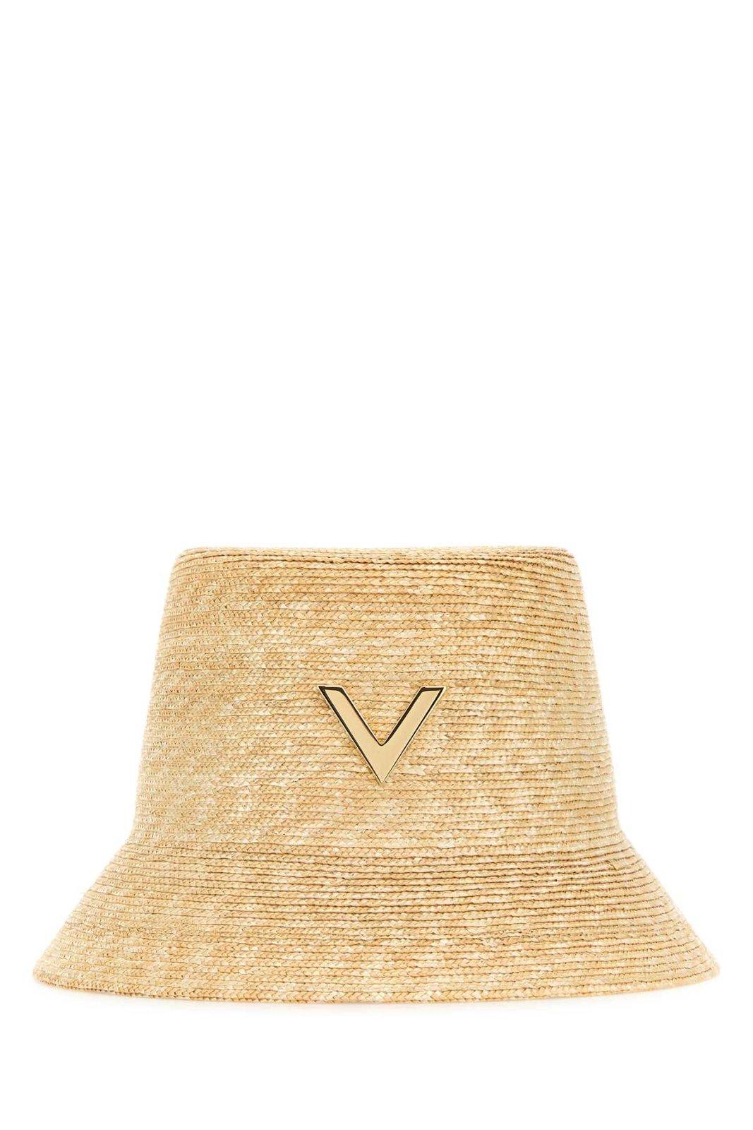 Shop Valentino Vlogo Plaque Bucket Hat In Beige