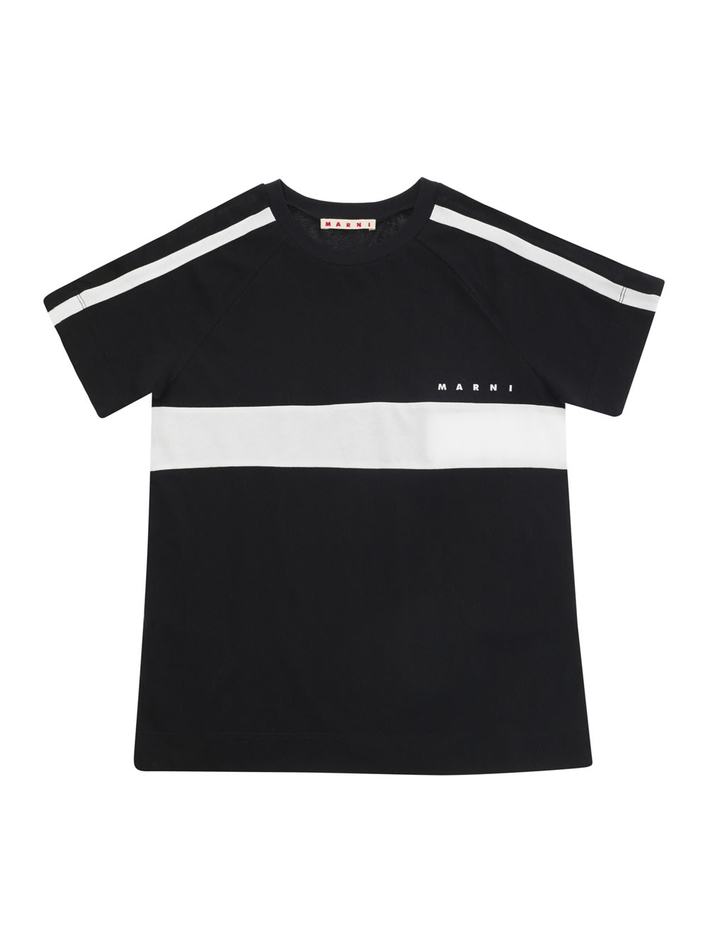 Shop Marni Black And White T-shirt With Logo Detail In Cotton Boy