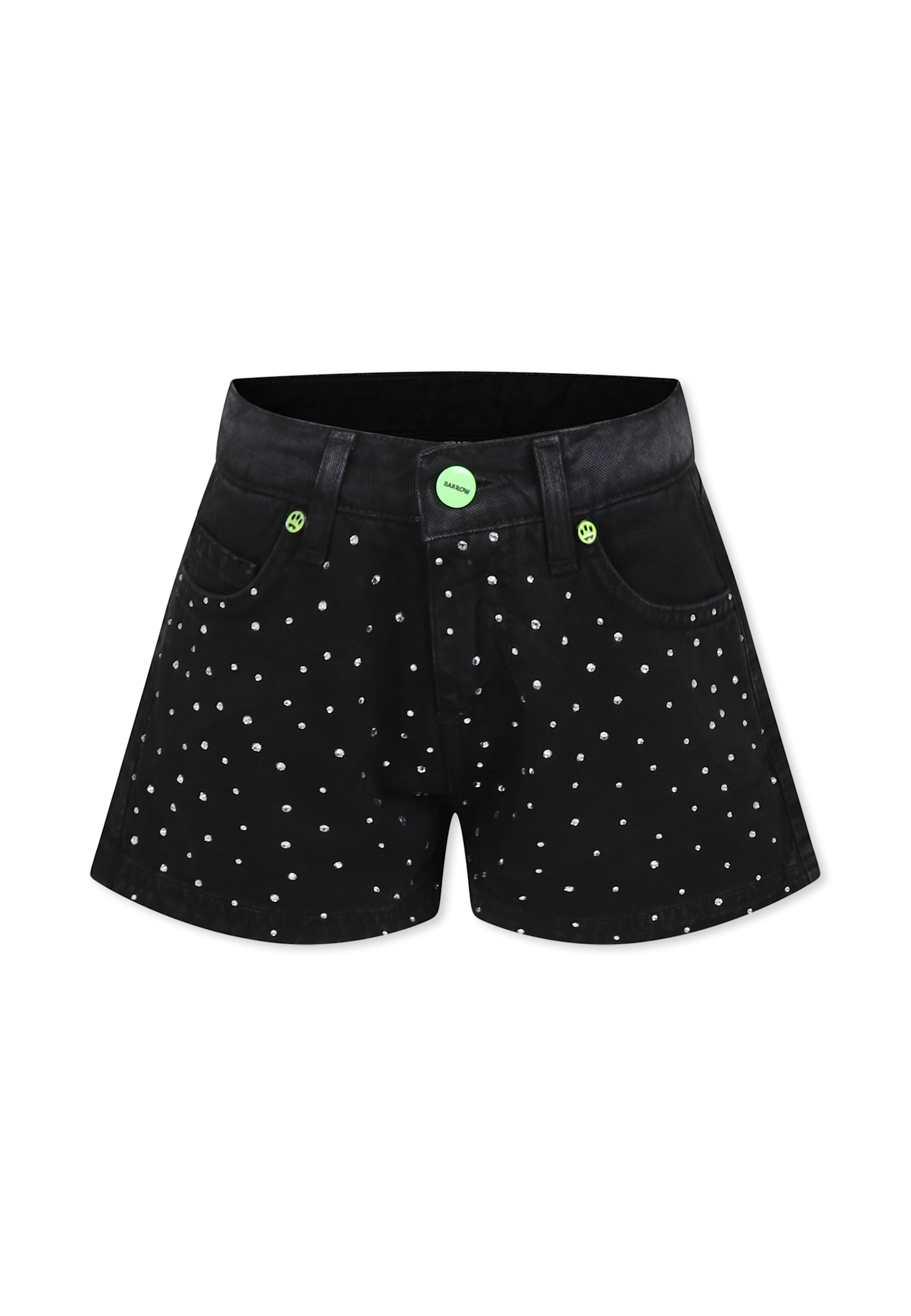 Barrow Black Shorts For Girl With Rhinestones In Black