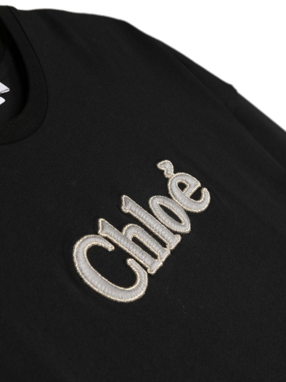 Shop Chloé Chloe T-shirt Nera In Jersey Di Cotone Bambina In Nero