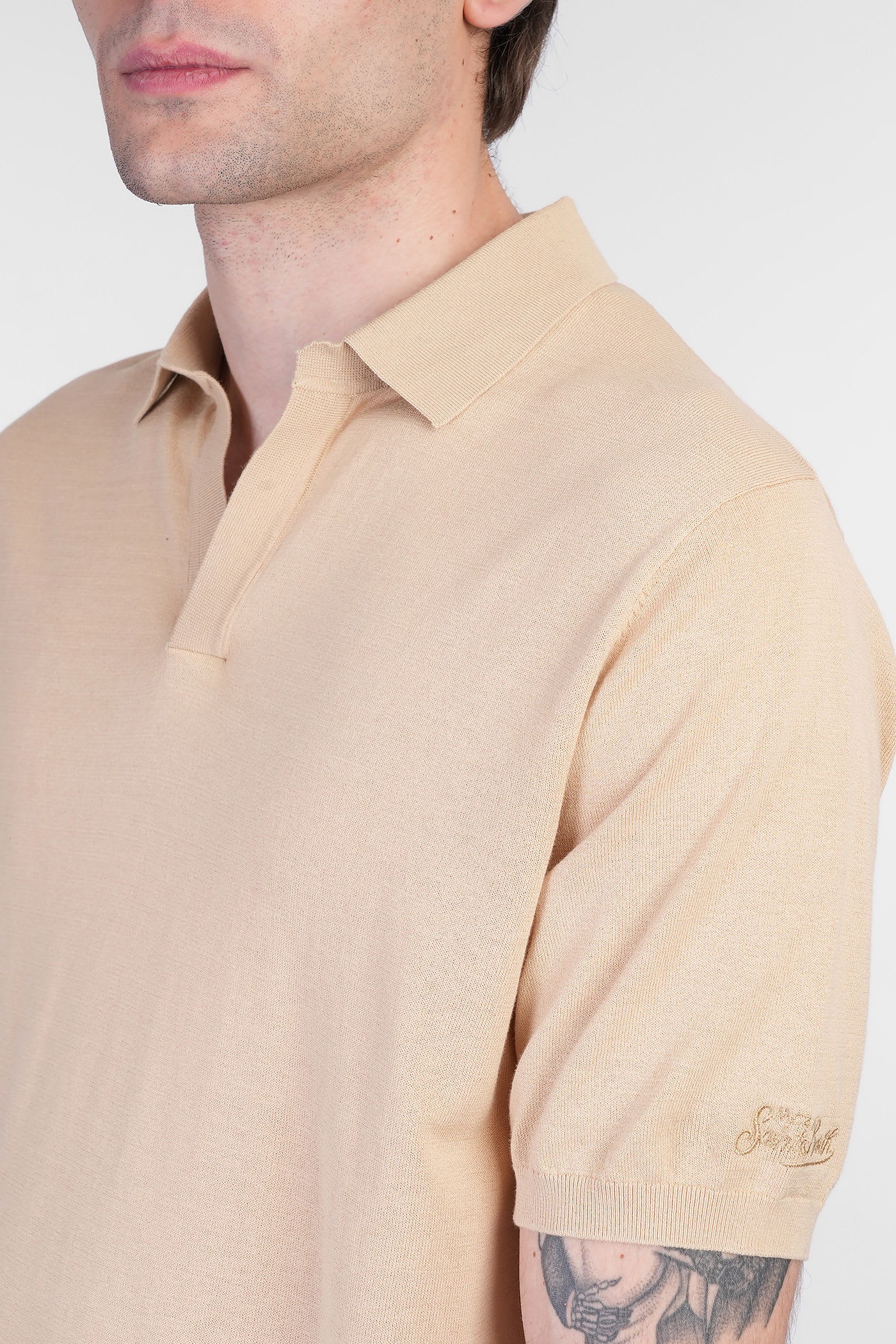 Mc2 Saint Barth Solan Polo In Beige Cotton In Brown