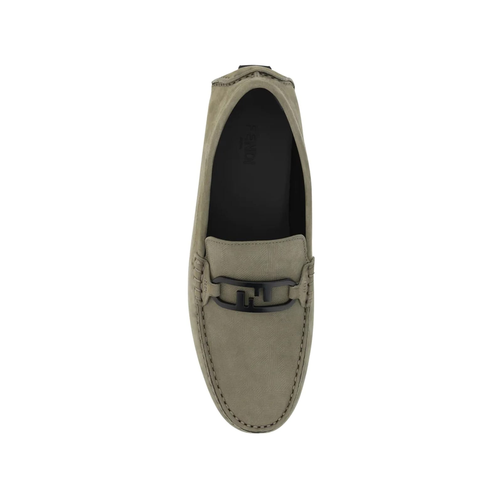 Shop Fendi Suede Driver Loafers In Gray