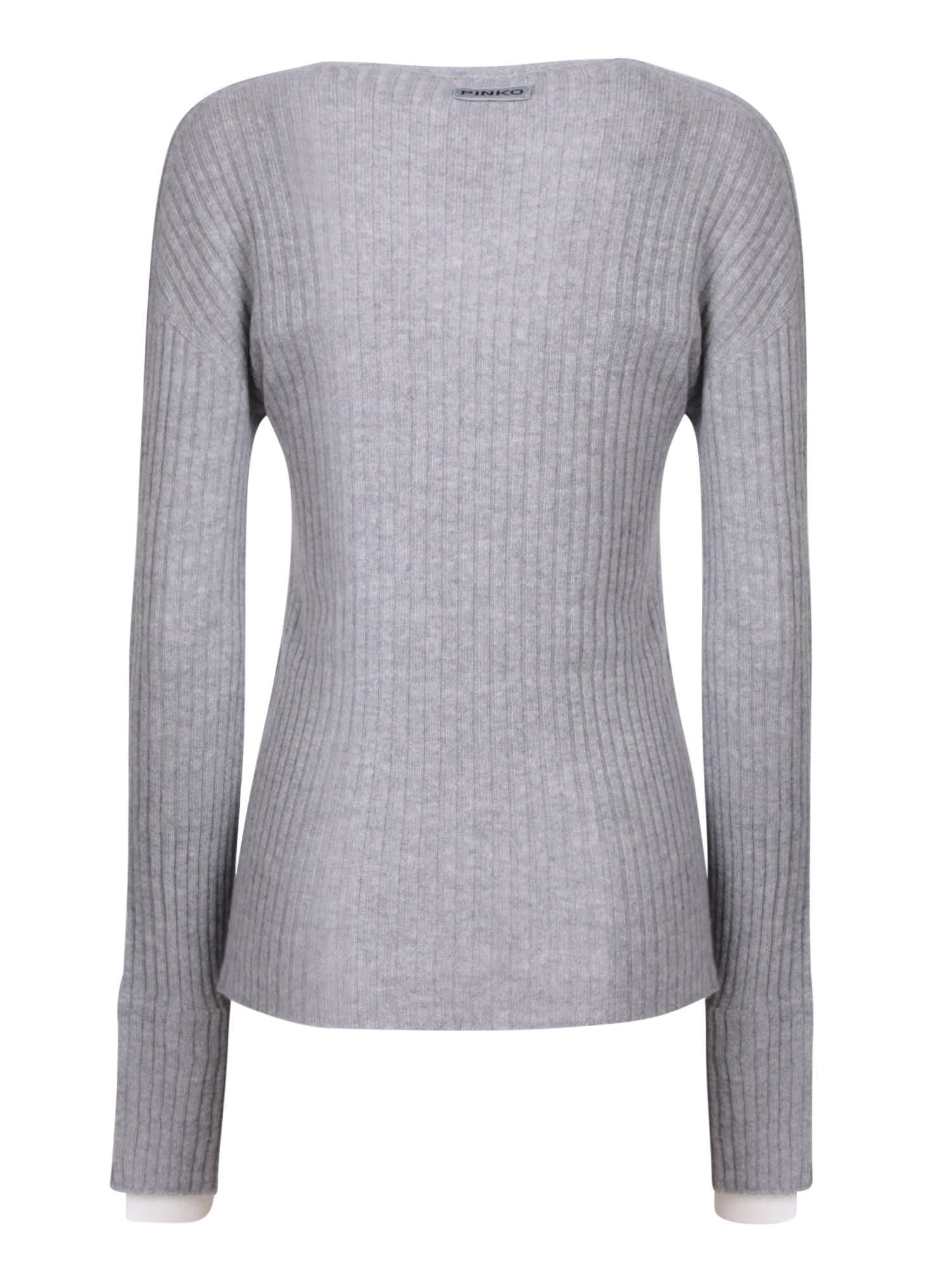 Shop Pinko Light Grey Ribbed Sweater