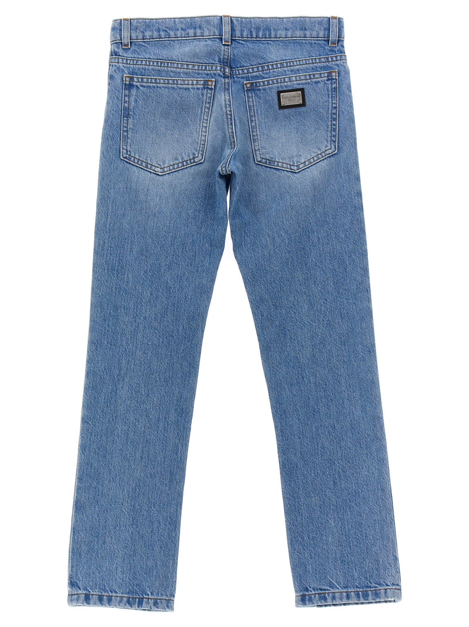 Shop Dolce & Gabbana Logo Jeans In Light Blue