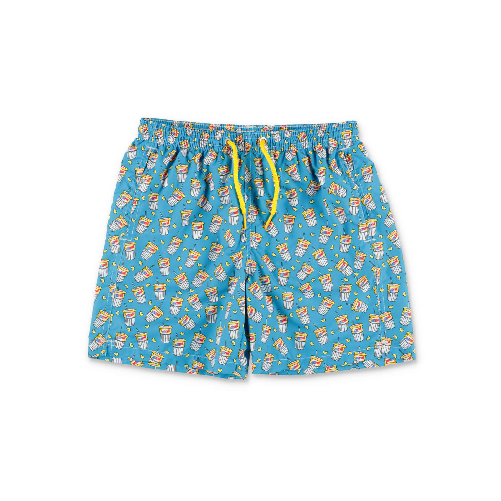 Mc2 Saint Barth Kids'  Costume Shorts Da Mare Azzurro Stampato In Nylon Riciclato Bambino