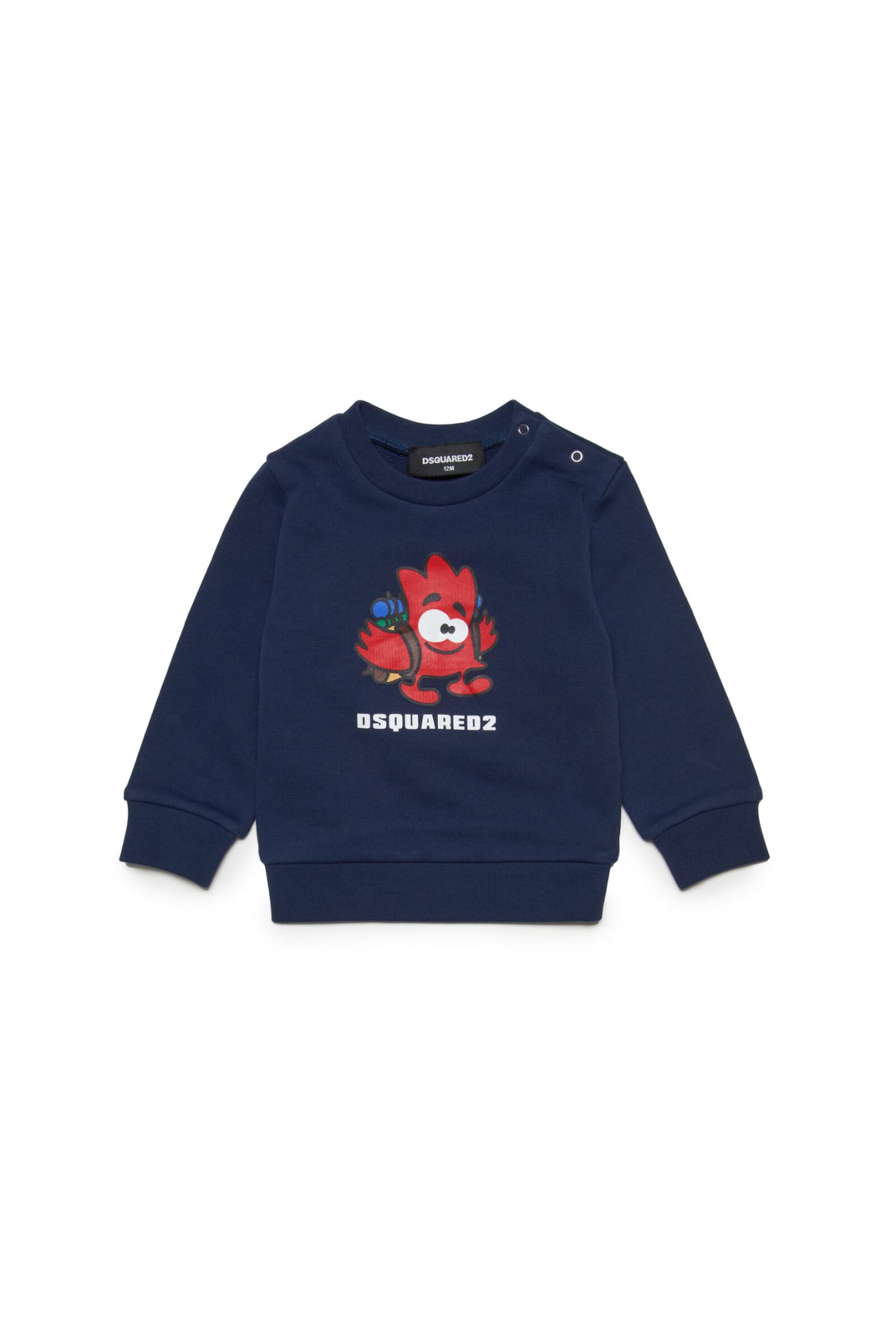 Shop Dsquared2 D2s763b Sweat-shirt Dsquared Cotton Crew-neck Sweatshirt With Tiny Leaf In Eclipse Blue