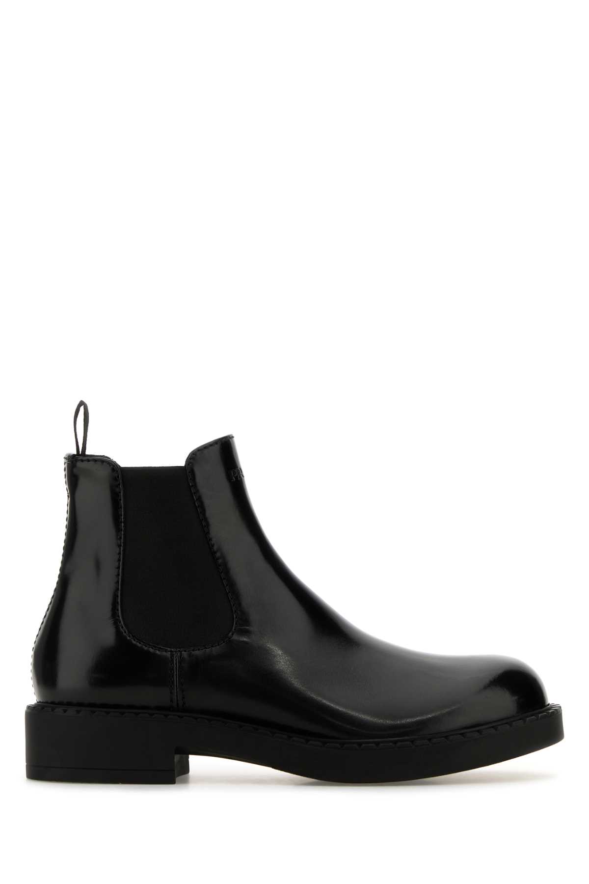 PRADA BLACK LEATHER ANKLE BOOTS 