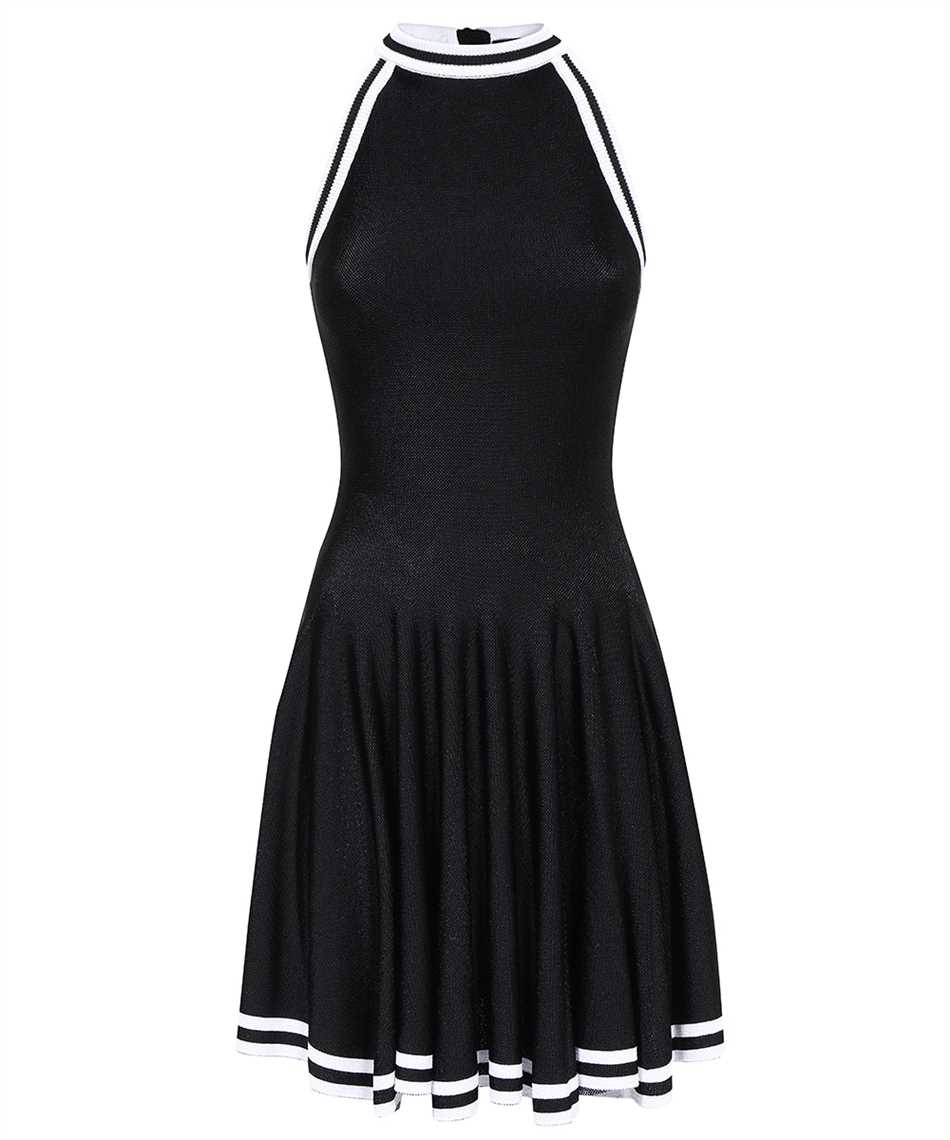 Balmain Halterneck Fluted Dress In Black