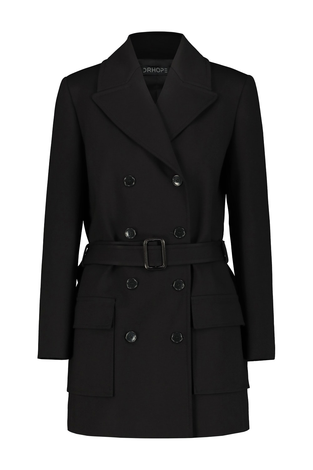 Drhope Double-breasted Long Jacket In Black