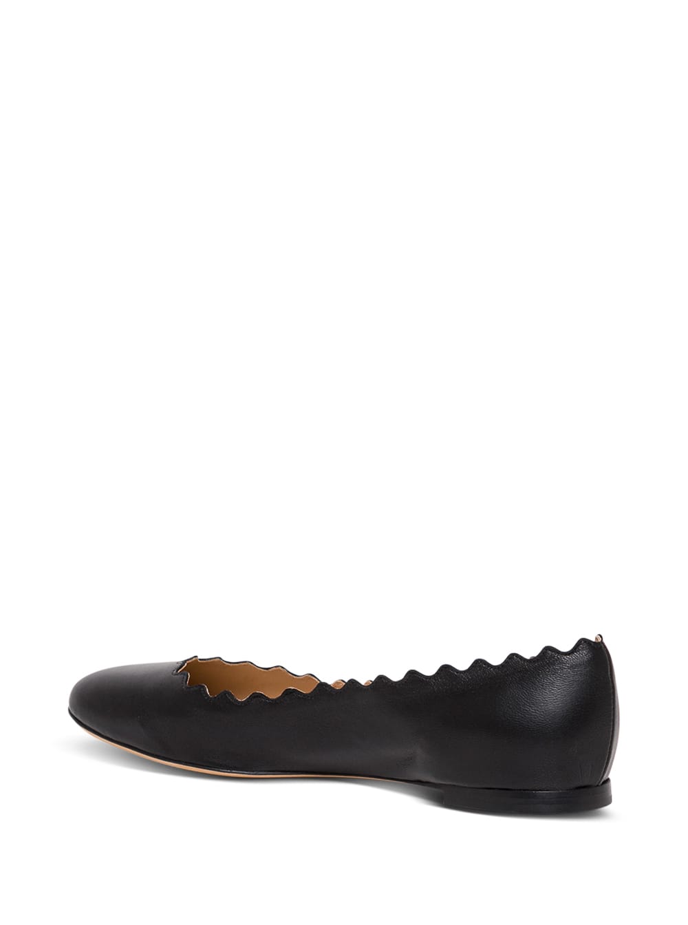 Shop Chloé Lauren Black Flat Shoes With Wavy Edges In Leather Woman In Nero