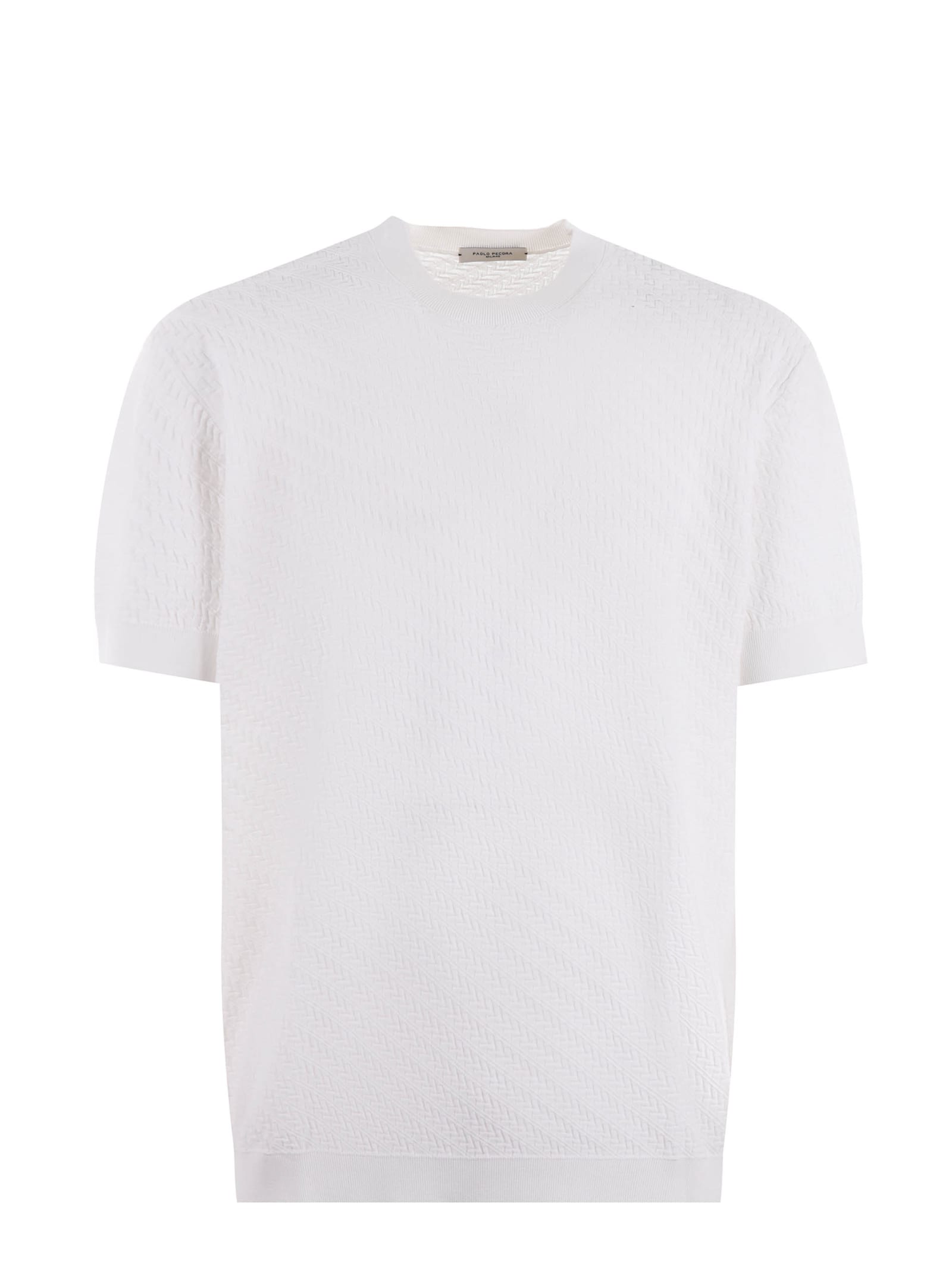 Shop Paolo Pecora T-shirt In Cotton Thread In Bianco