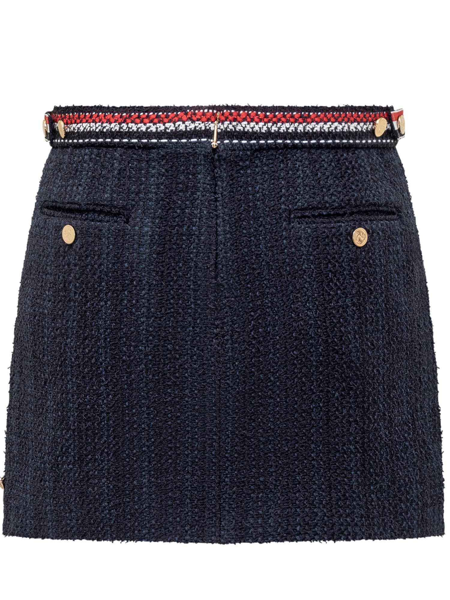 Shop Thom Browne Rwb Tweed Skirt In Navy