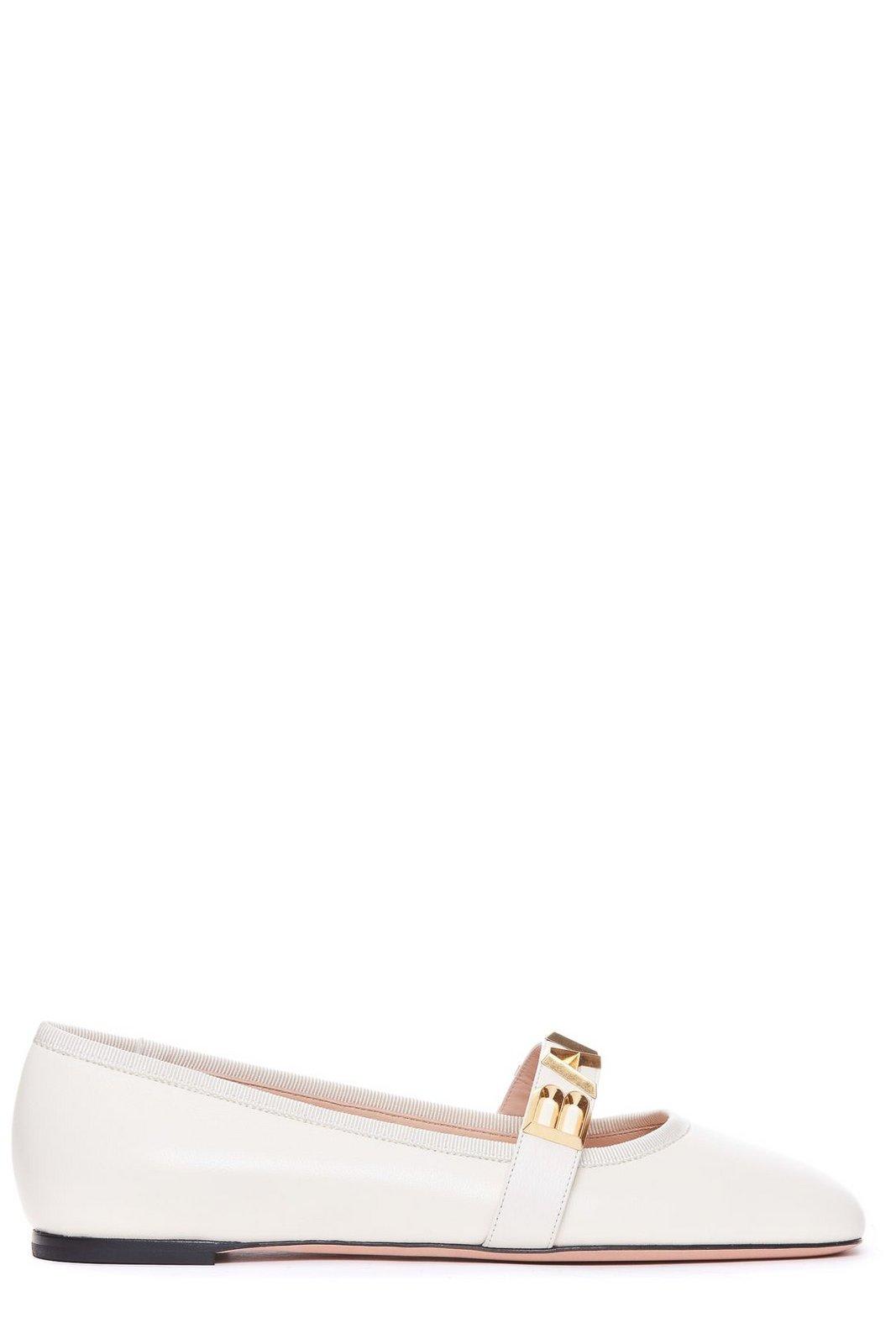 Shop Bally Balby Squared Toe Ballet Flats In White