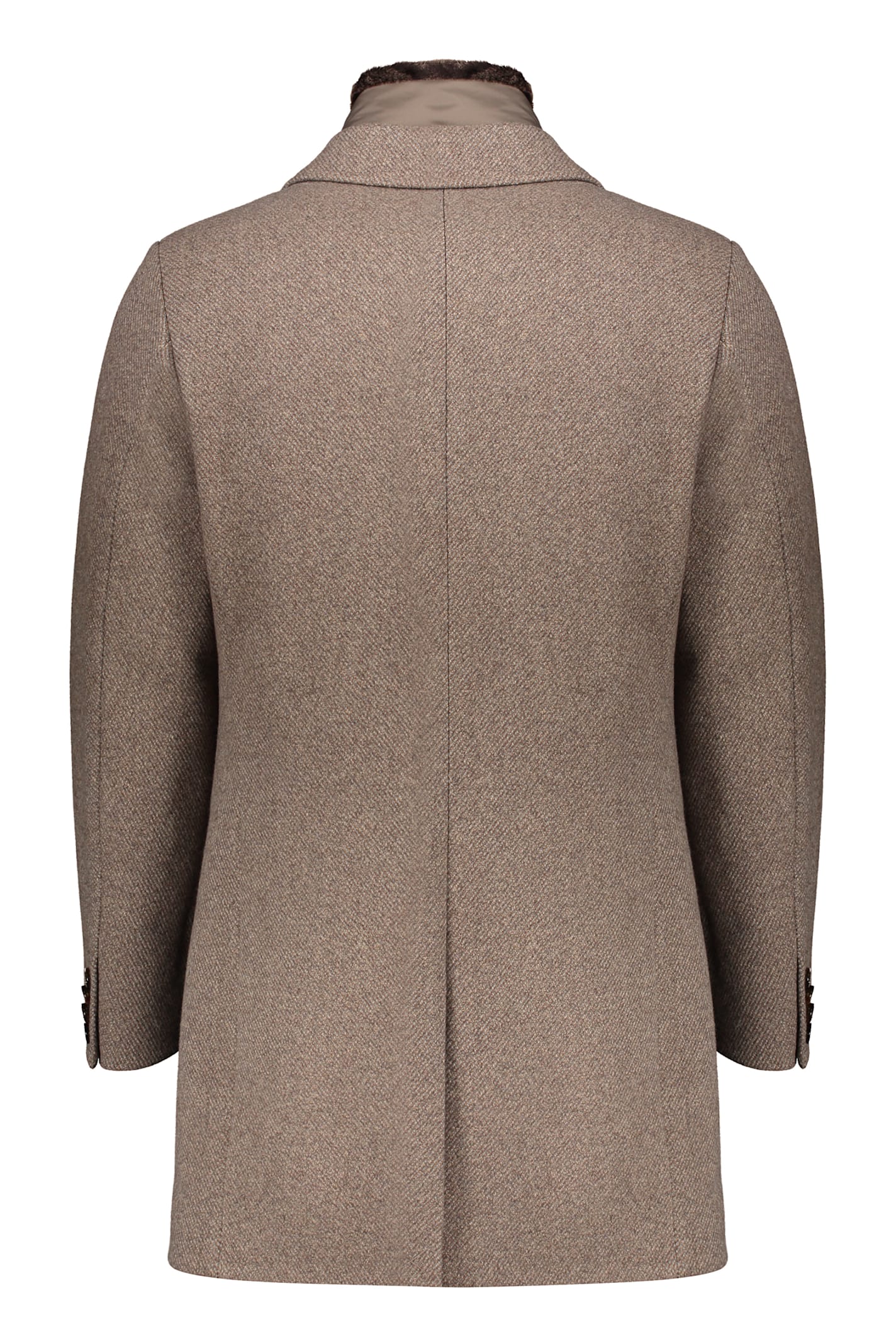 Moorer Elegant Beige Coat With Modern Collar In Brown