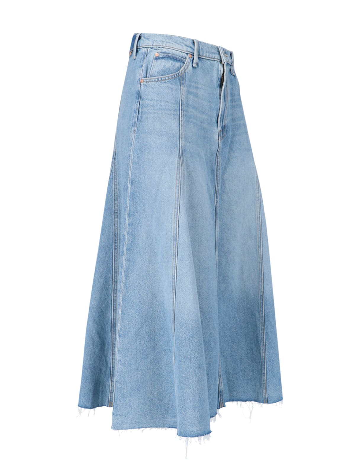Shop Mother Full Swing Midi Skirt In Light Blue